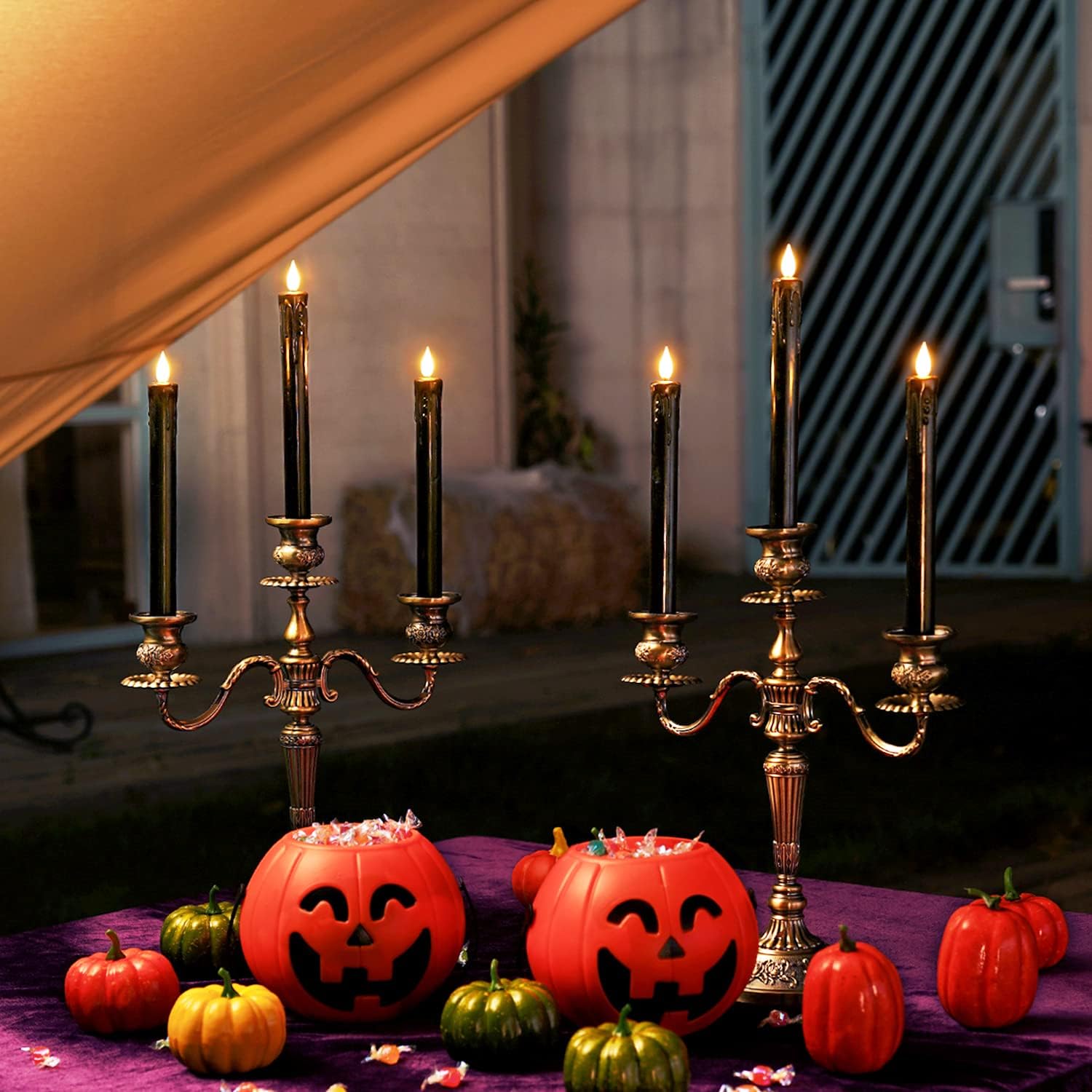 Homemory Black Flameless Taper Candles with Remote and Timer, Real Wax LED Taper Candles Battery Operated, Flickering