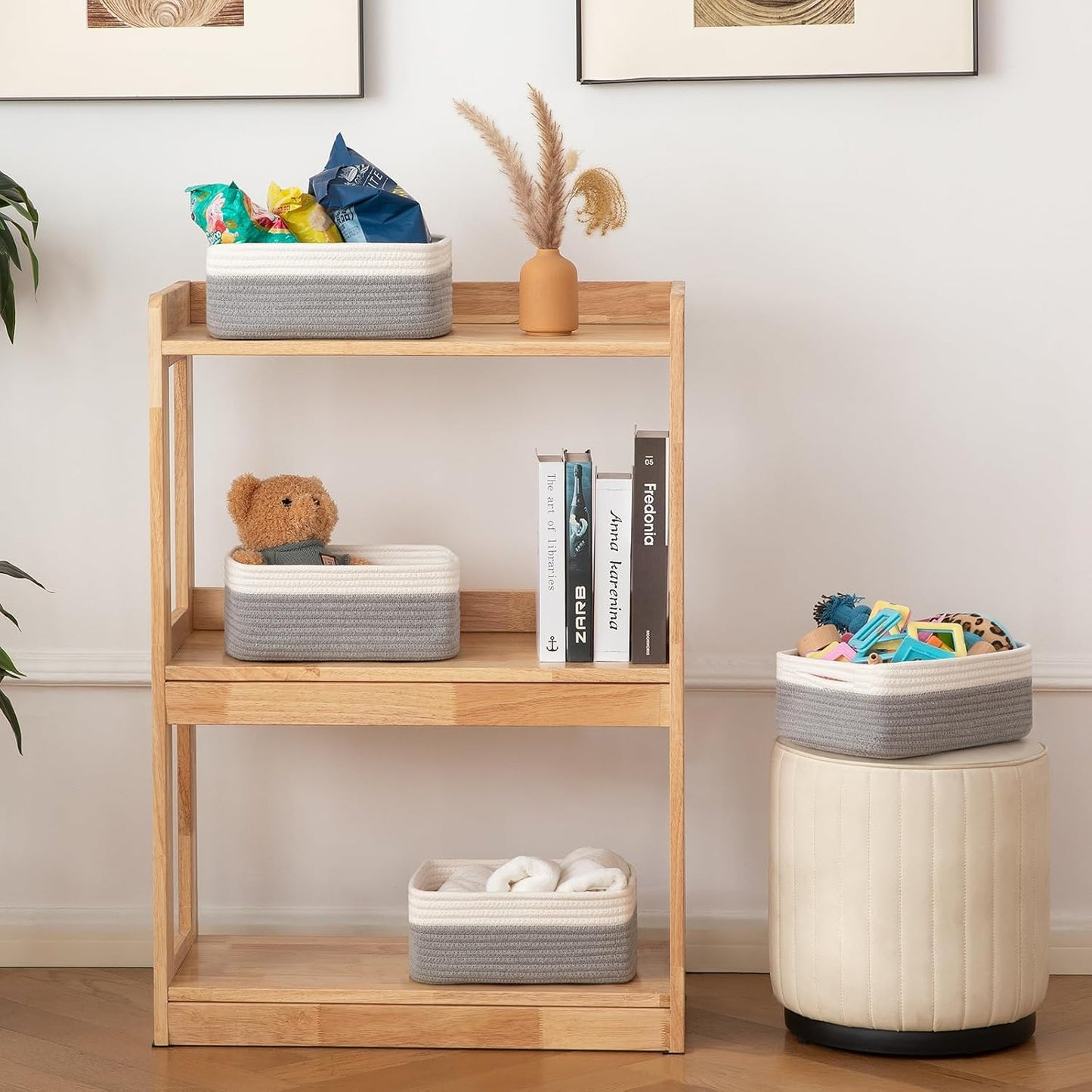 Small Bins / Organizer Baskets / Grey/white / 11.8"*7.8"*4.7 / Set of 4
