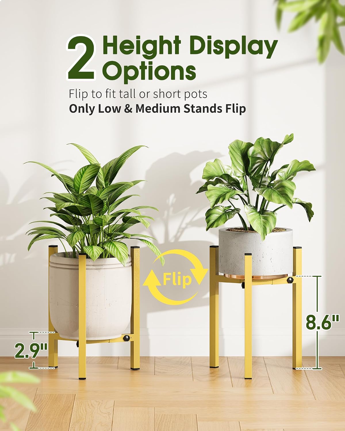 3 Pack Plant Stand Indoor Adjustable, Metal Modern Indoor Plant Stand, Heavy Duty Single Plant Stands Outdoor Corner