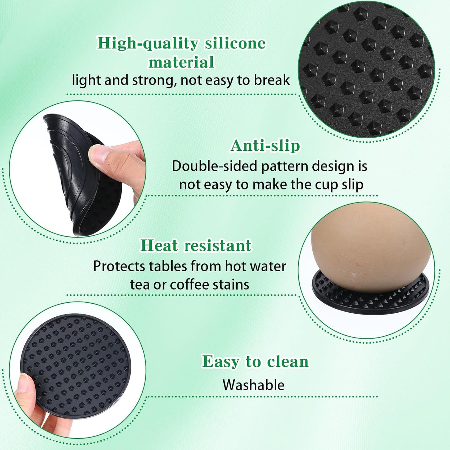 Silicone Coasters for Drinks Nonslip Silicone Drink Coasters Cold Hot Heat Resistant / Set of 36