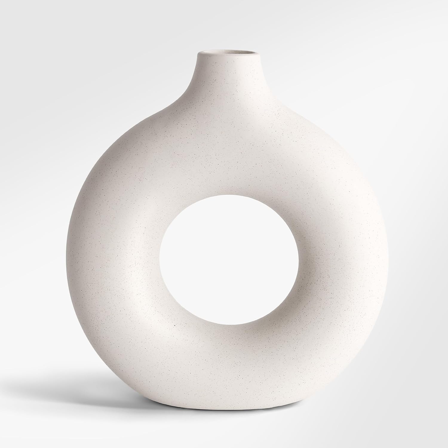Cream Donut Vase Hollow Ceramic Vase for Flowers Pampas Grass Home / Large - 9''h / White / 9 Inch