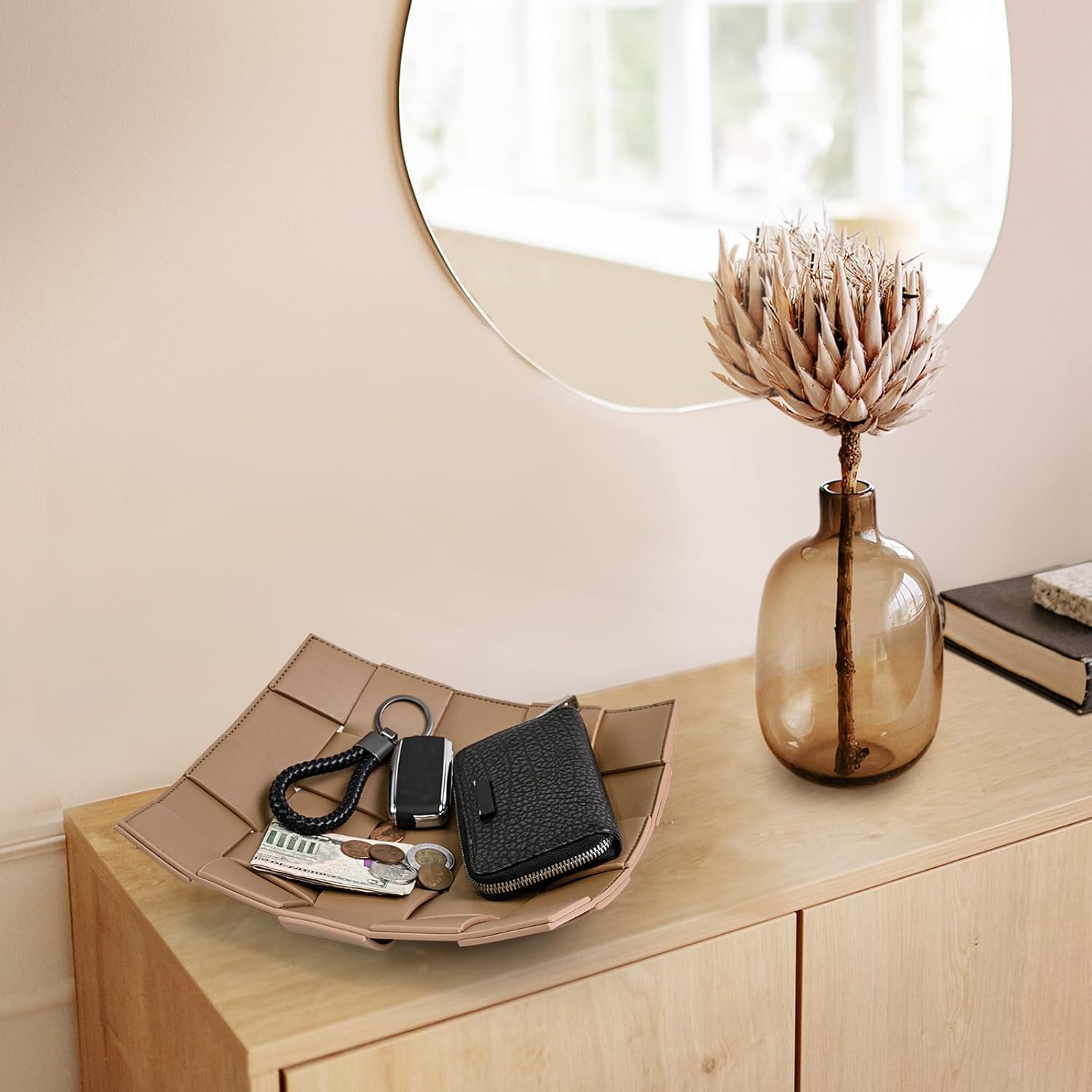 Valet Tray PU Leather Key Holder Bowl for Men and Women Entryway Table Nightstand Catchall / Coffee