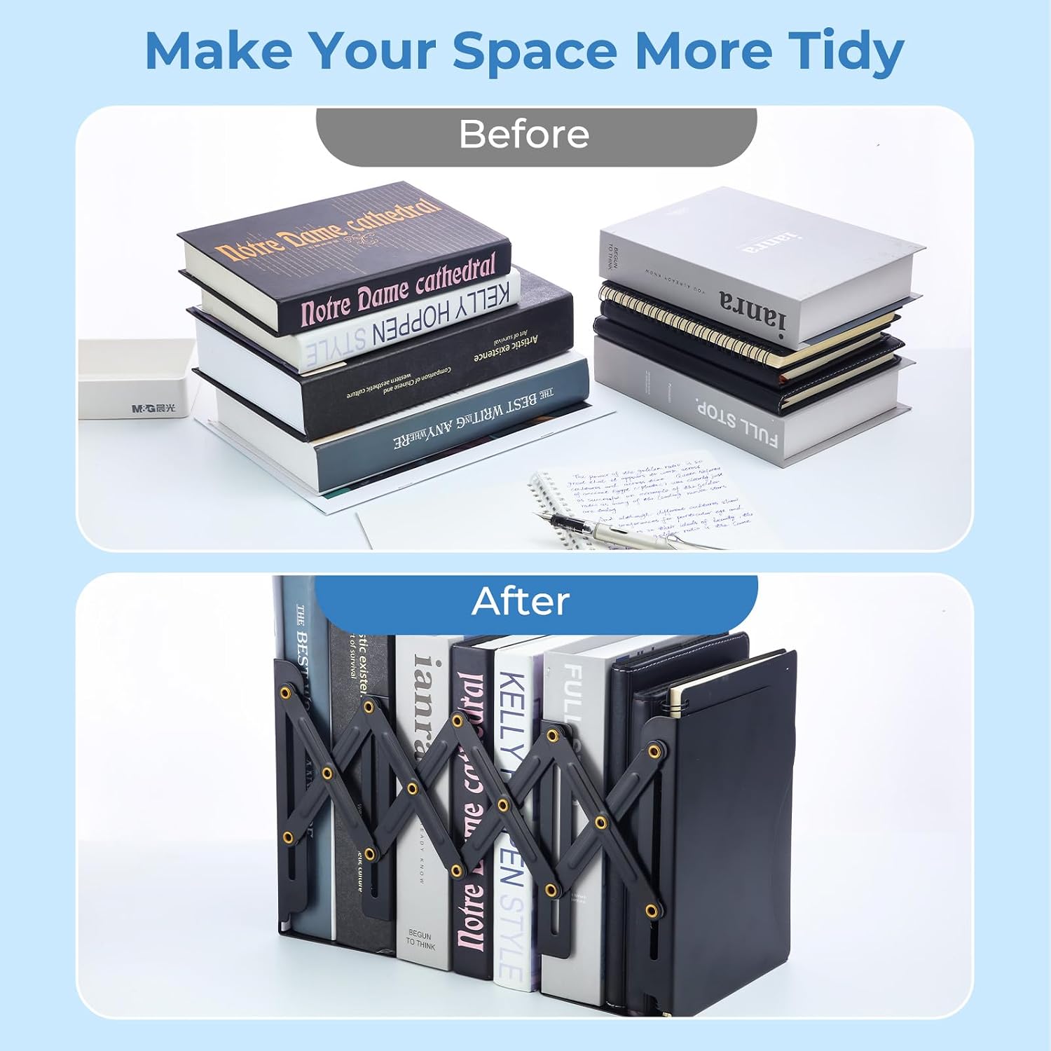 Metal Bookend for Heavy Books / Black