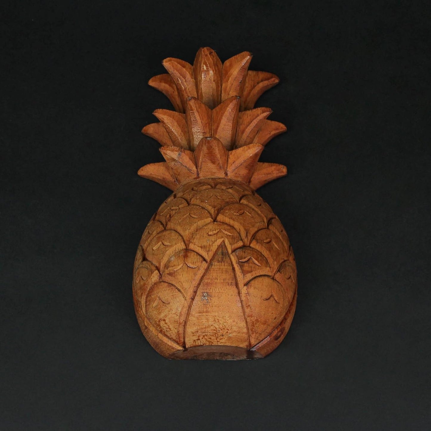 Hand Carved Wooden Pineapple Hanging Wall Décor Art Sculpture High / 9.75 Inch