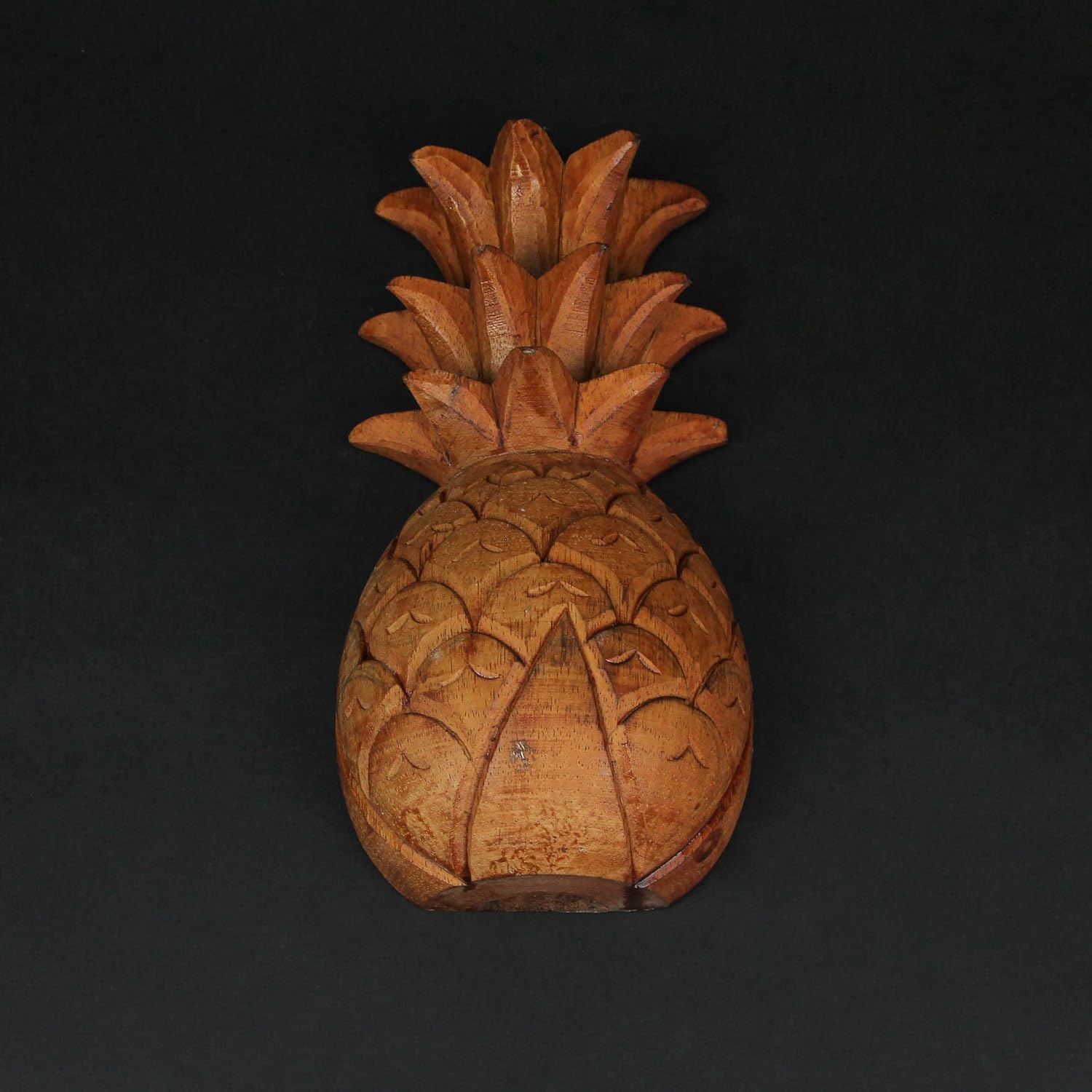 Hand Carved Wooden Pineapple Hanging Wall Décor Art Sculpture High / 9.75 Inch