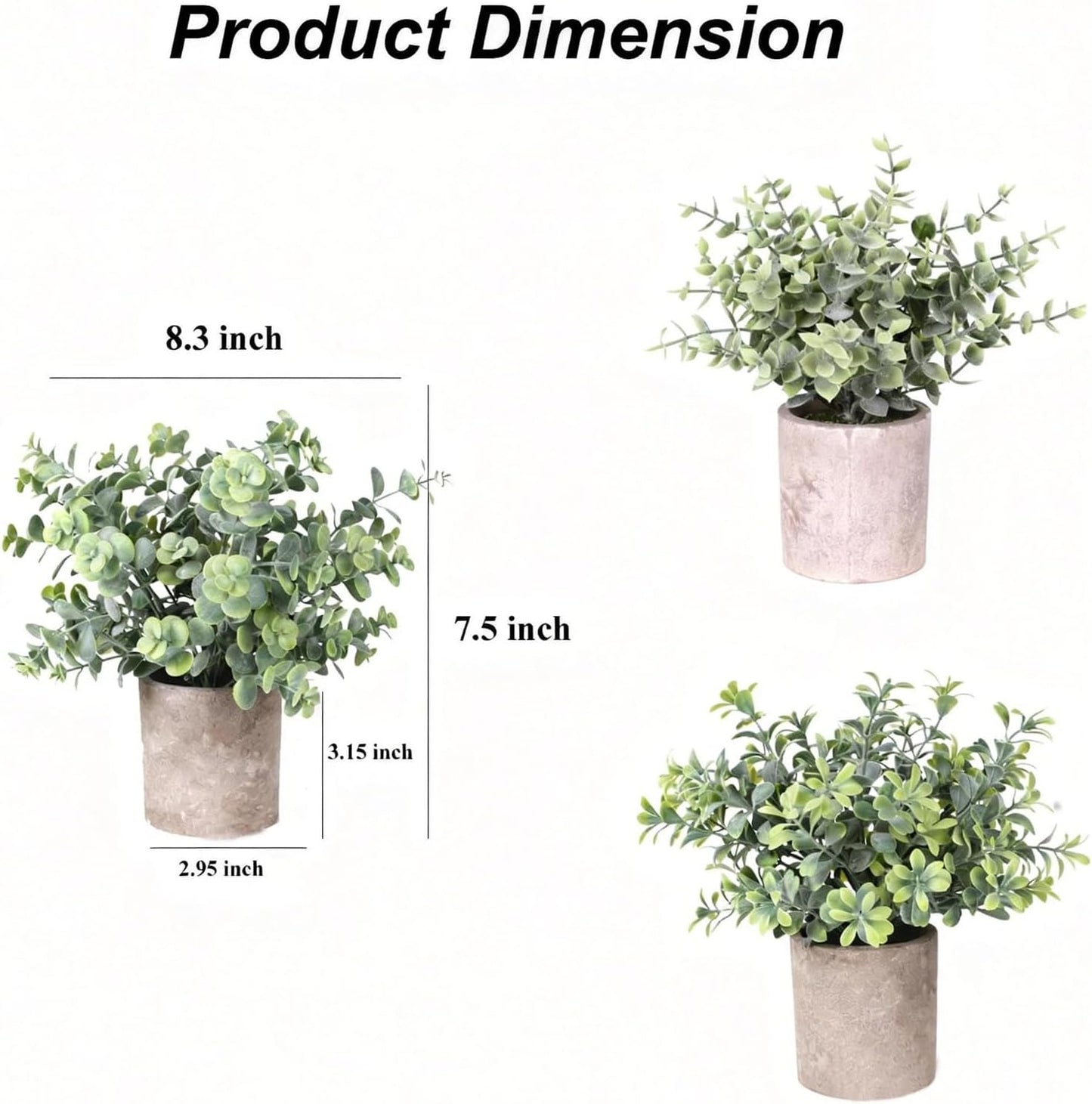 Potted Fake Plants 3 Packs Small Artificial Greenery Decor
