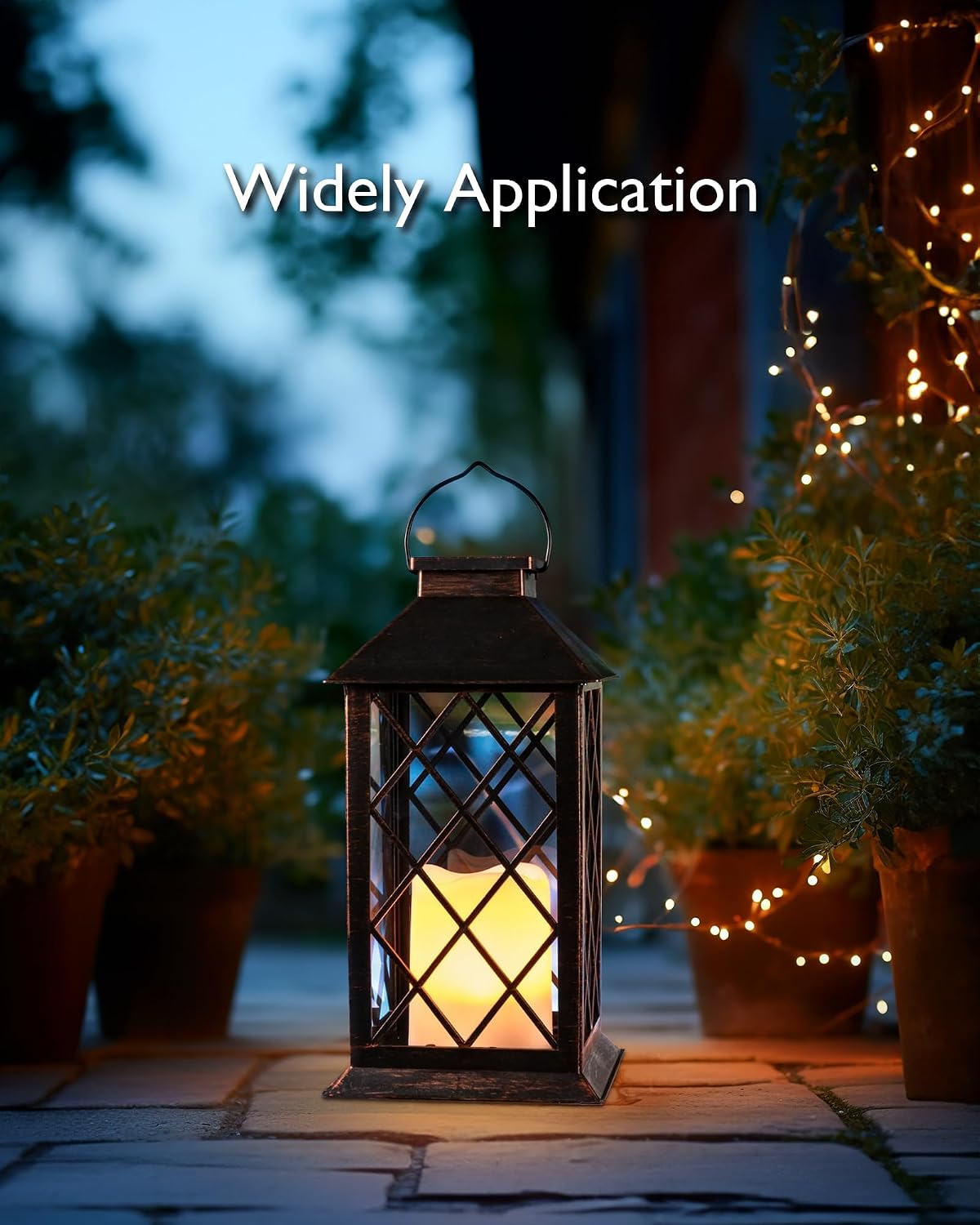 Homemory 2 Pack 13'' Bronze Solar Lanterns, Flickering Flame Hanging Lights | Realistic Flickering Flame Creates Cozy