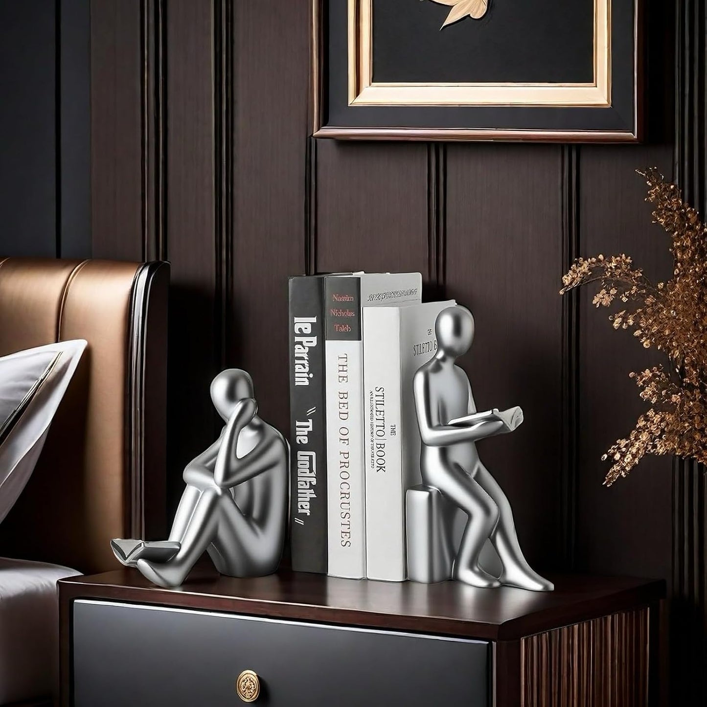 Book / Home Decorative Reading Book Statue Bookends Elegant Resin Bookshelf Room Office Desk Decor