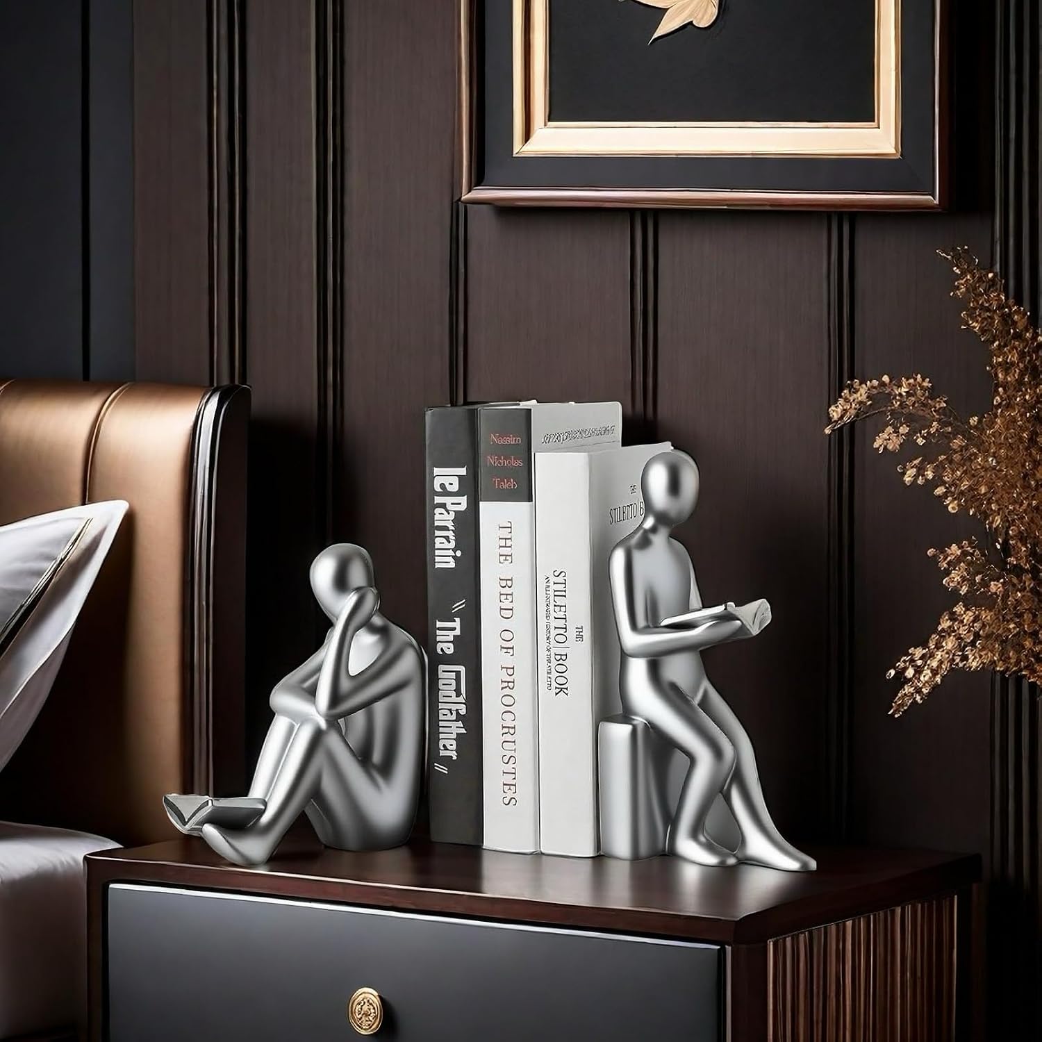 Book / Home Decorative Reading Book Statue Bookends Elegant Resin Bookshelf Room Office Desk Decor