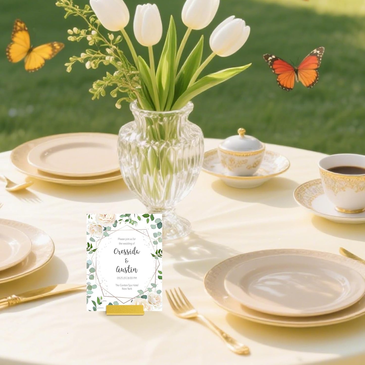 Gold Table Number Holders, 24 Pack Metal Place Card & Picture Holders | Steel Table Sign Holders,Ideal for Weddings