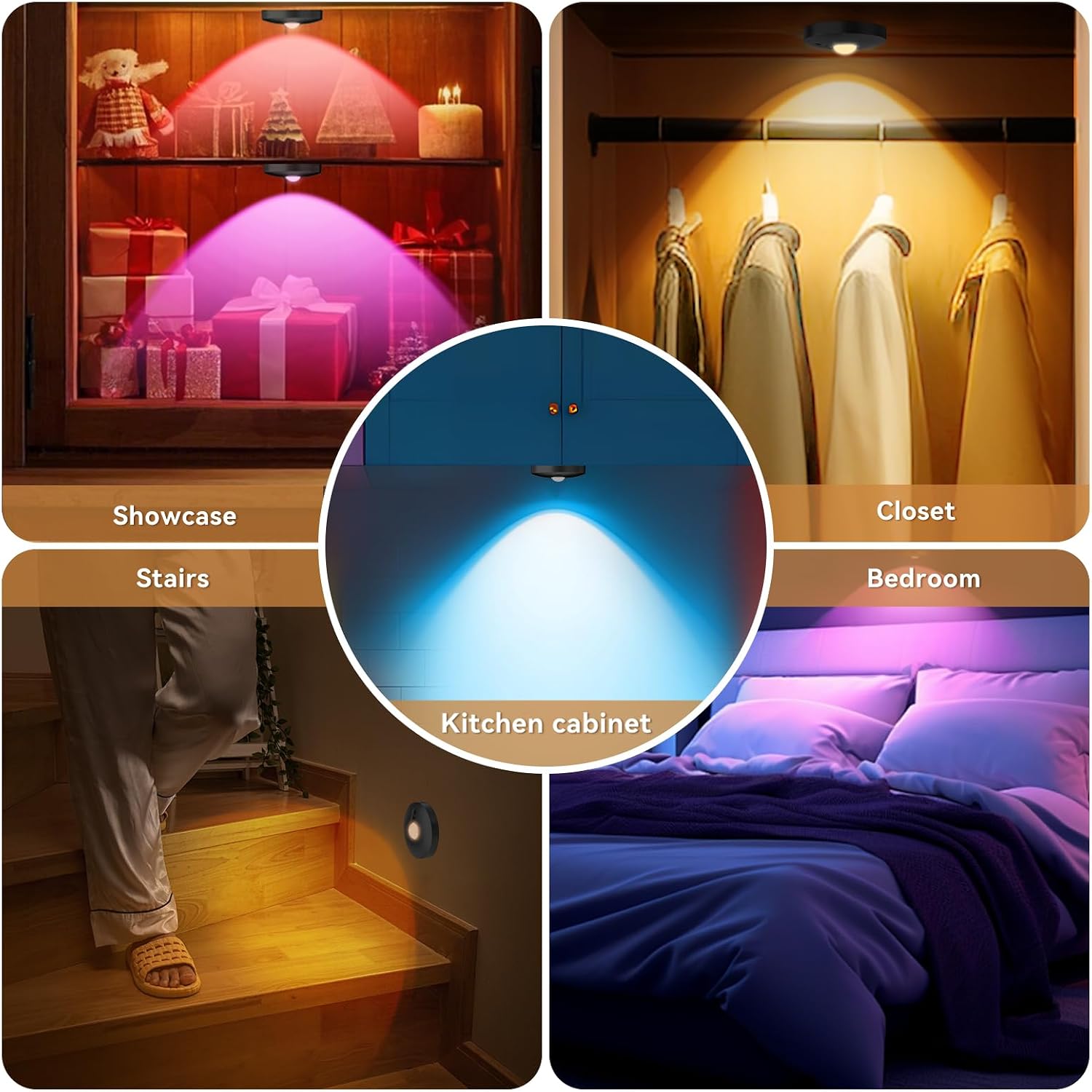 Rechargeable Puck Lights with Remote, 12 Pack Magnetic Under Cabinet Lighting, 1500mAh Battery Operated LED Tap Lights