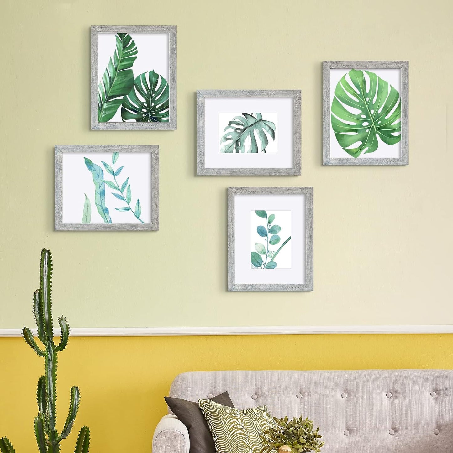SESEAT 8x10 Picture Frame Light Grey Set of 6, Display Pictures 5x7 With mat or 8x10 Without Mat