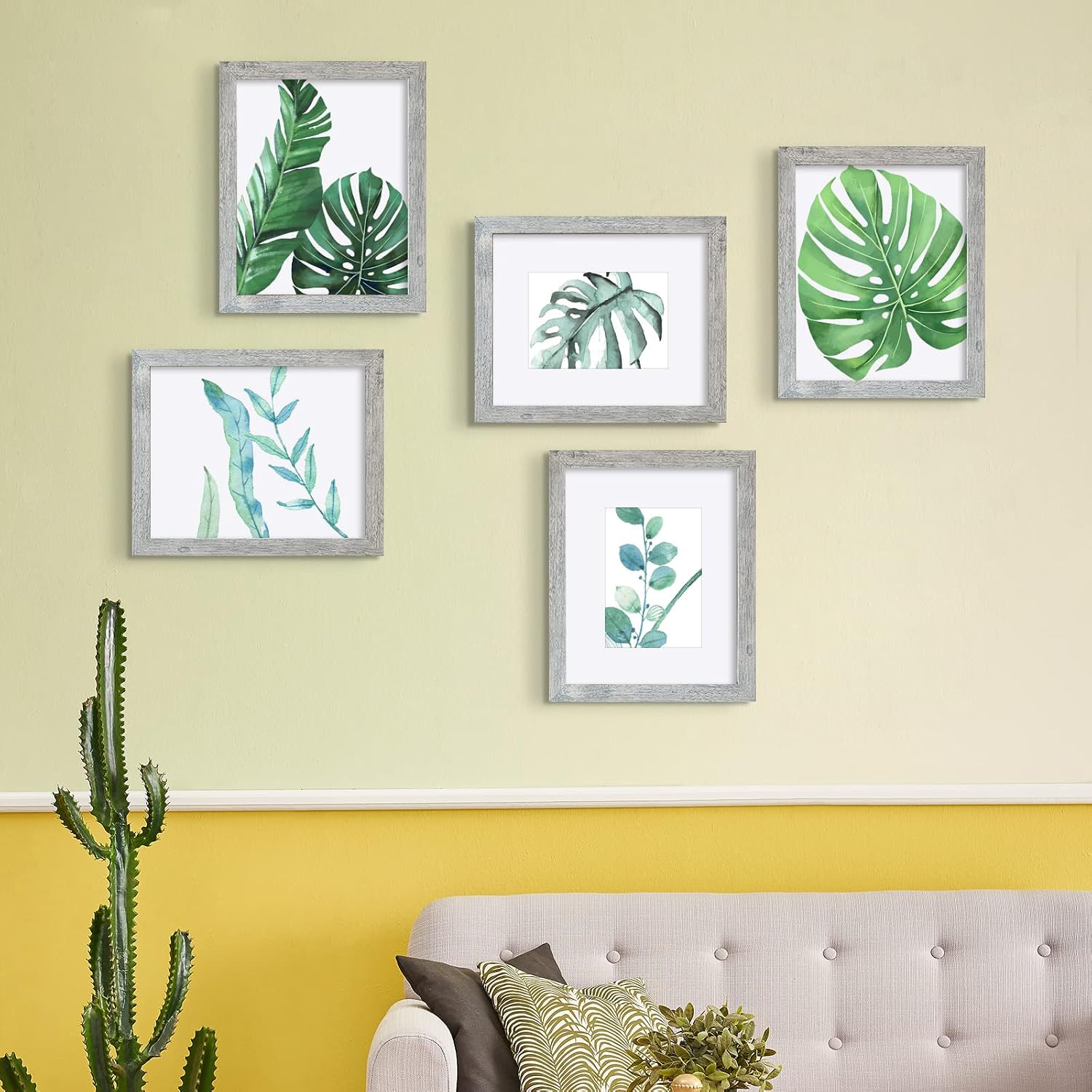 SESEAT 8x10 Picture Frame Light Grey Set of 6, Display Pictures 5x7 With mat or 8x10 Without Mat