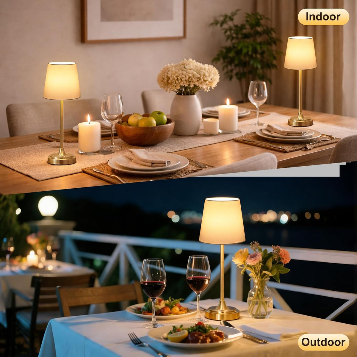 Wowag Cordless Table Lamp Rechargeable,5000mAh Battery Operated Desk Lamp,3 Colors & 7 RGB Stepless Dimmable,Touch
