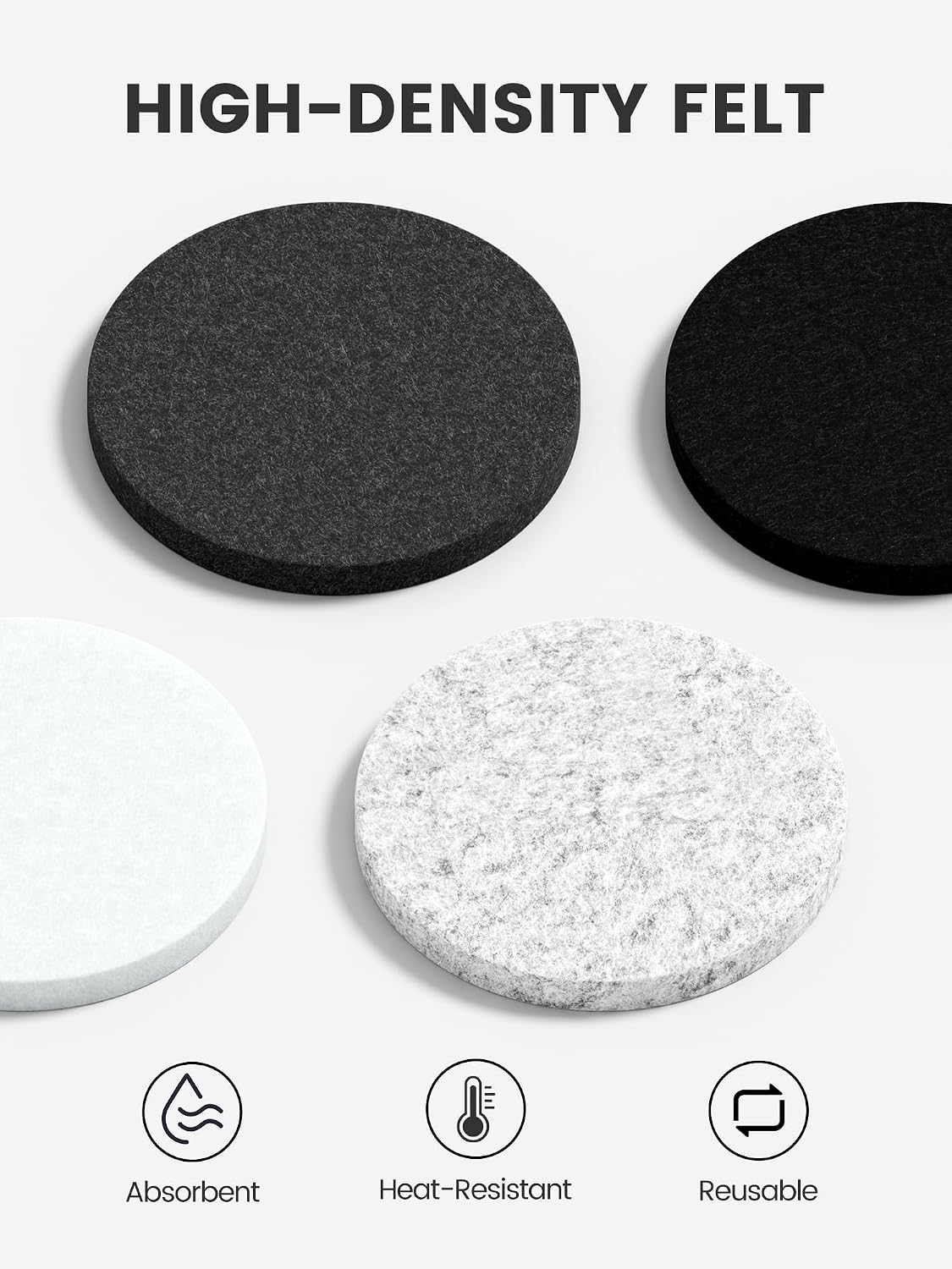 Holder / Felt Coasters for Drinks / Set of 8