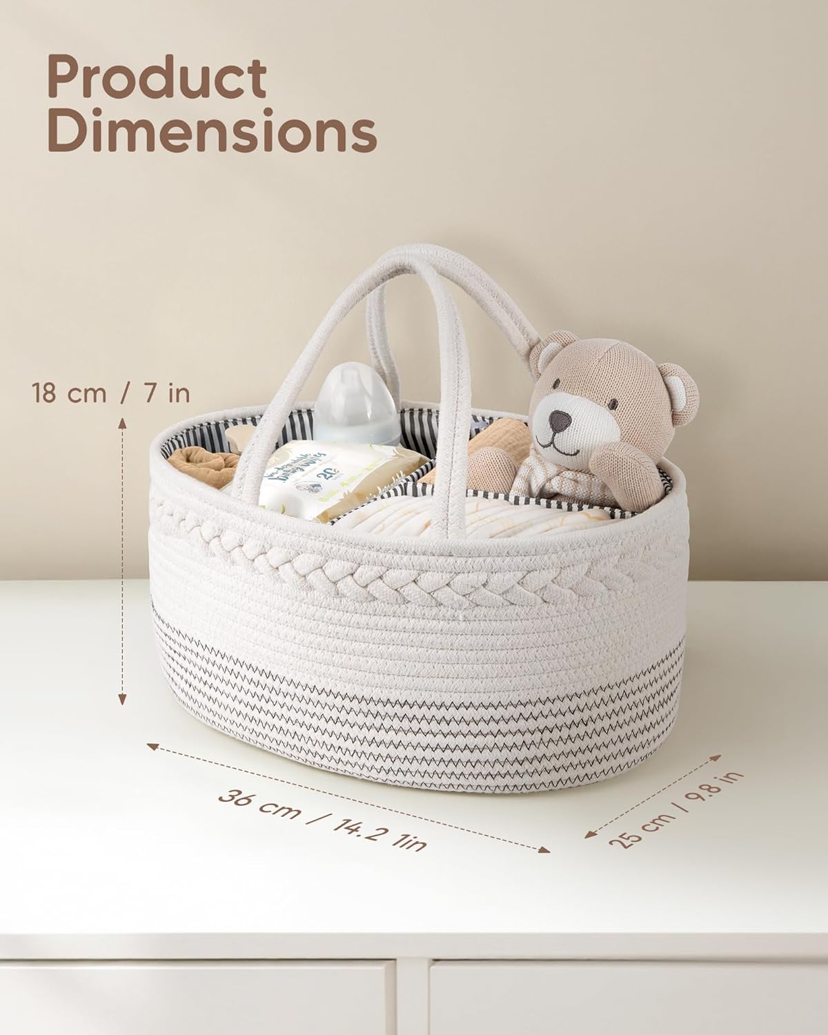 Baby Diaper Caddy Organizer / Large / Off White