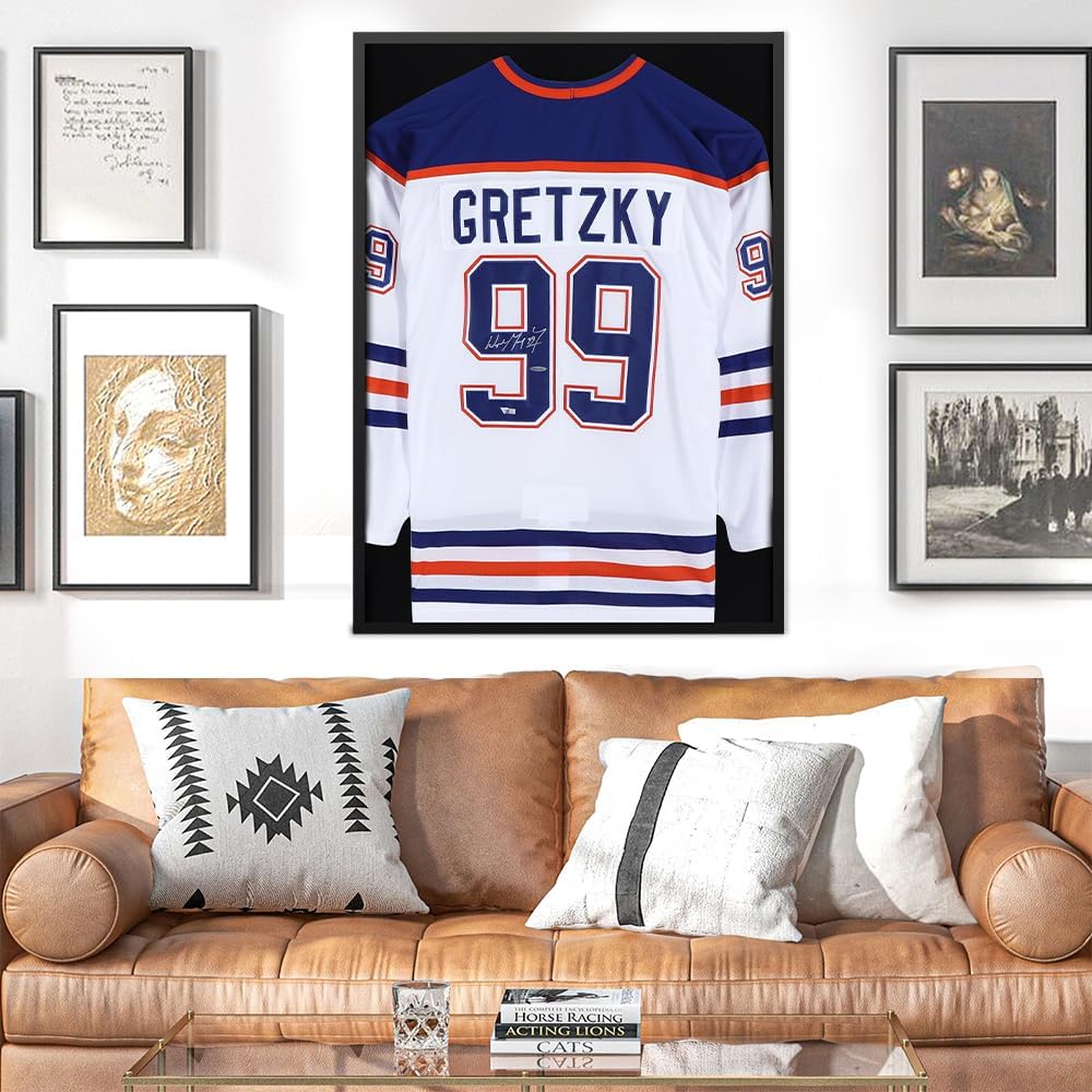 1DOT2 26x37 XL Large Shadow Box Frame, Pine Wood Jersey Frame Display Case | Grade A Natural Pine Wood, HD Acrylic