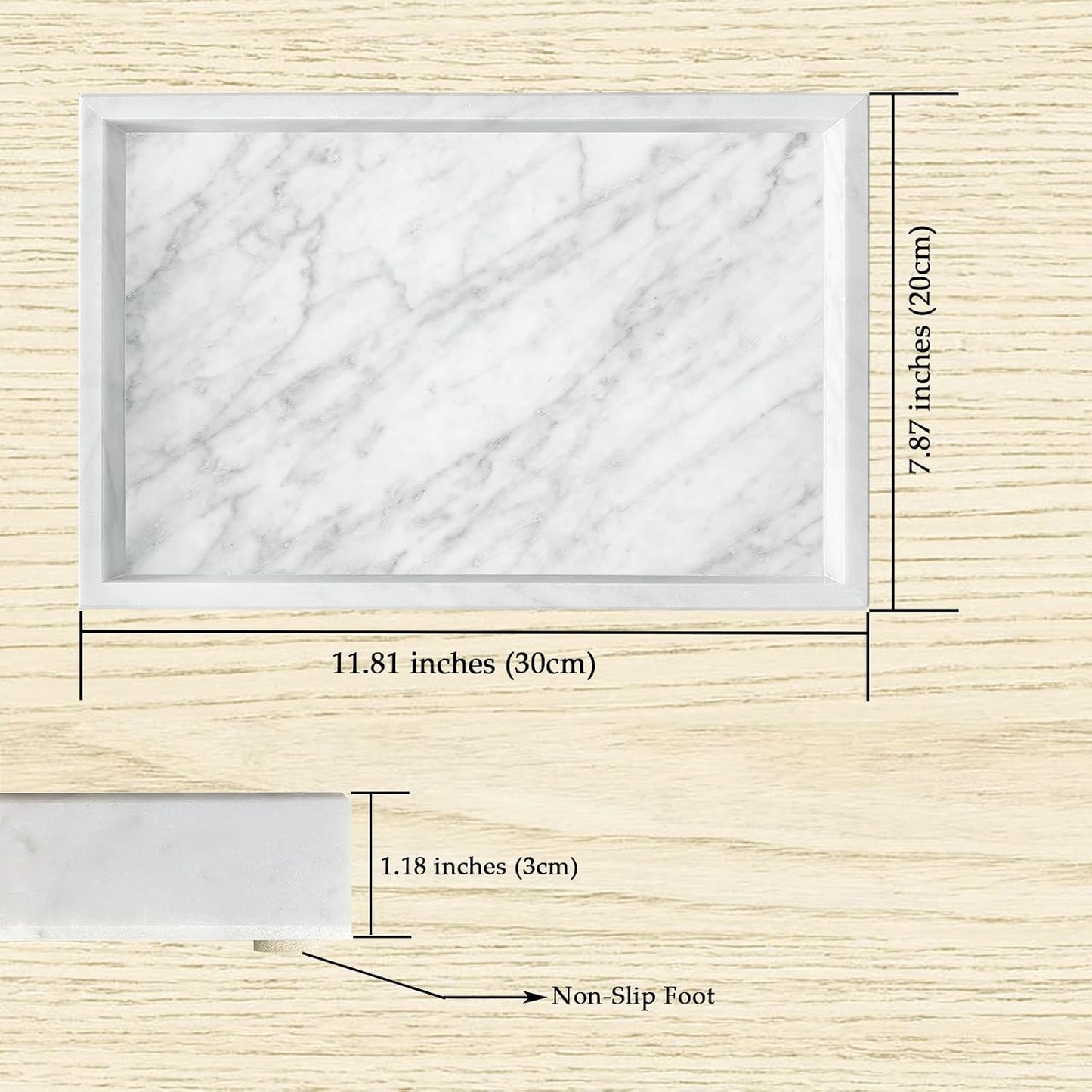 Natural Marble Vanity Tray / Carrara White