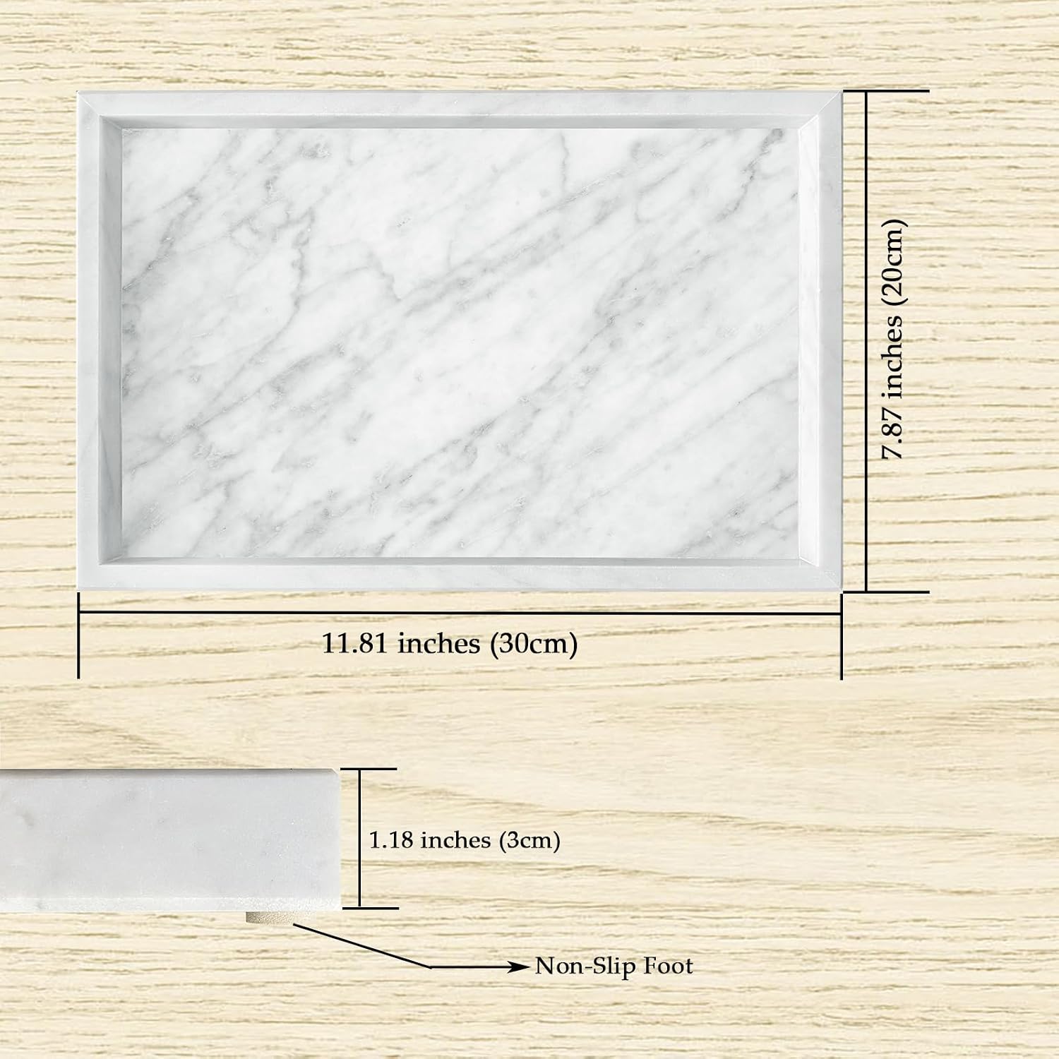 Natural Marble Vanity Tray / Carrara White