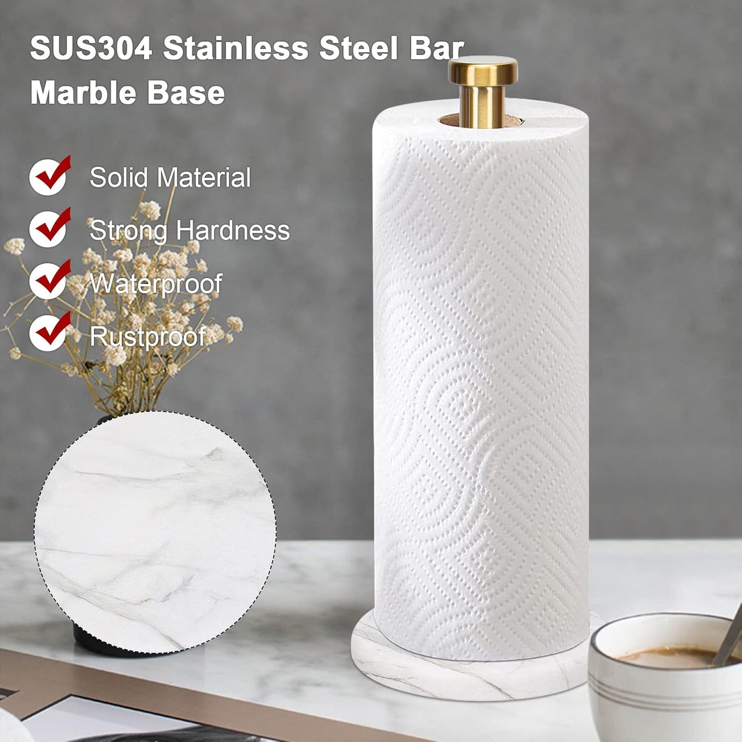 NearMoon Standing Paper Towel Holder, Kitchen Paper Towel Tissue Holder- for Bathroom Kitchen Countertop, Standard or