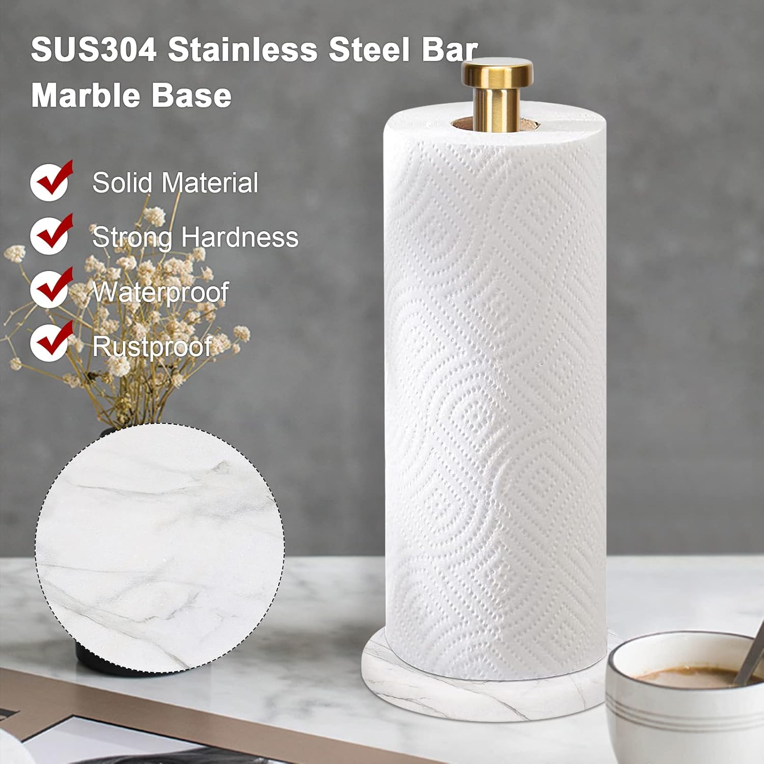 NearMoon Standing Paper Towel Holder, Kitchen Paper Towel Tissue Holder- for Bathroom Kitchen Countertop, Standard or