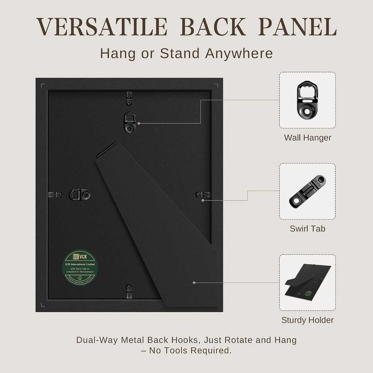 VCK 8.5x11 Picture Frame Set of 12, Black Wood 8.5 x 11 Photo Frames for Wall Mounting Horizontally & Vertically