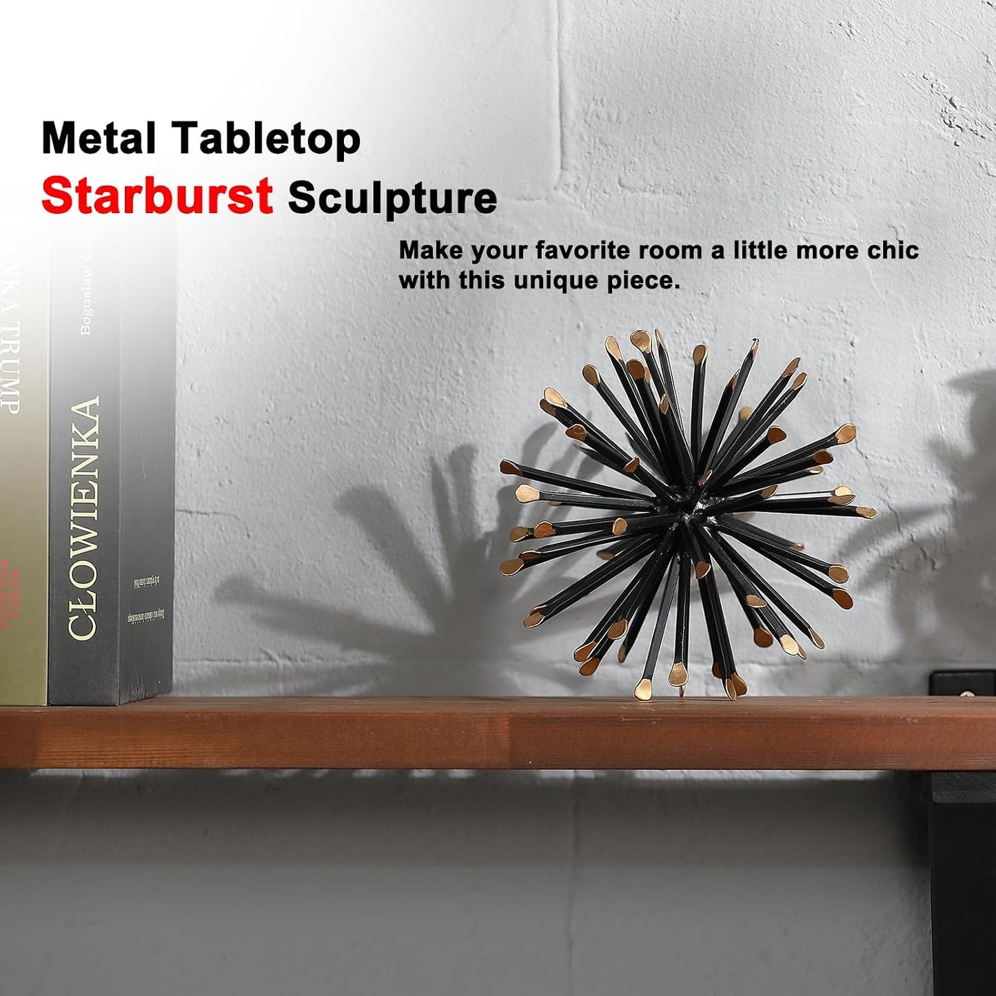 Modern Metal Decorative Spike Tabletop Sculpture Shelf Accents / 6.5 In / Black