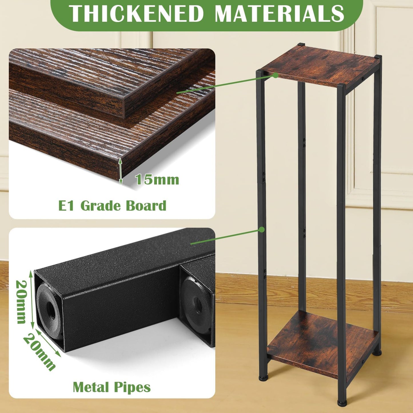 Dipion 40 Inch Tall Plant Stand Indoor,2 Tier Pedestal Stand,Rustic Brown | Rock-Solid Stability,Adjustable