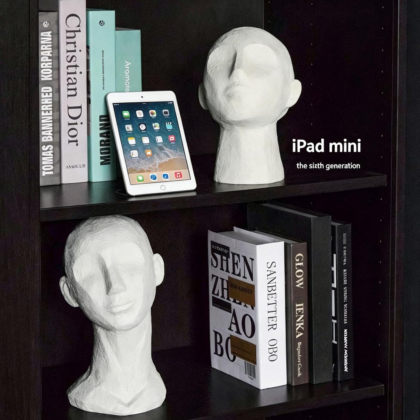 Resin Thinker Human Head Statue Shelf Decorations Bust Statues