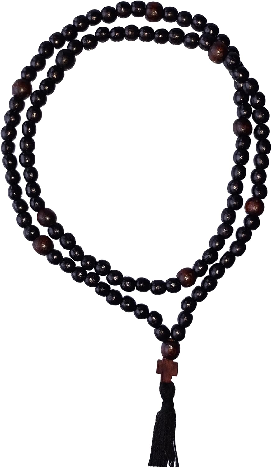 Komboskoini Christian Prayer Rope Orthodox Chotki 100 Wooden Knots Pray Wood Cross / Black