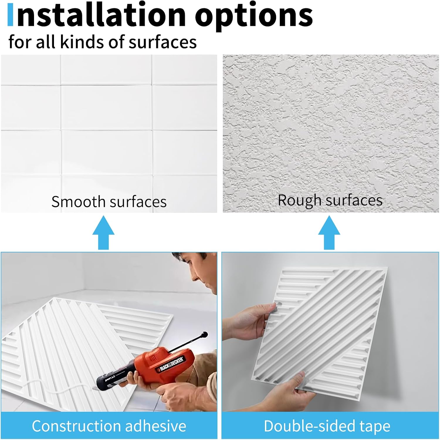 Art3d 3D Textured Accent Wall Panels, 12 x 12 Inch, 33-Pack, White | Premium PVC, Waterproof, Anti-Sag, Scratch