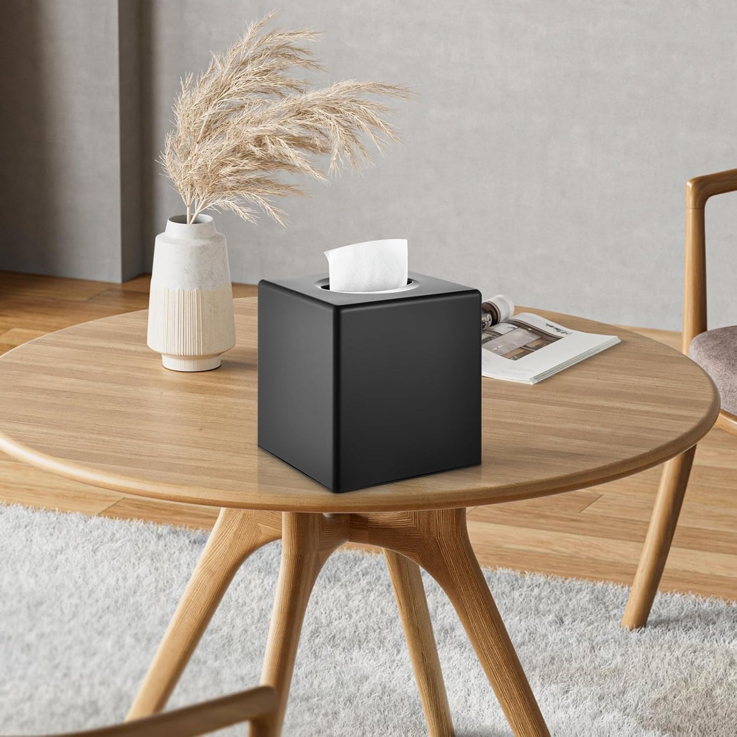 Modern Decorative Square Facial Storage Tissue Box Holder / Matte Black