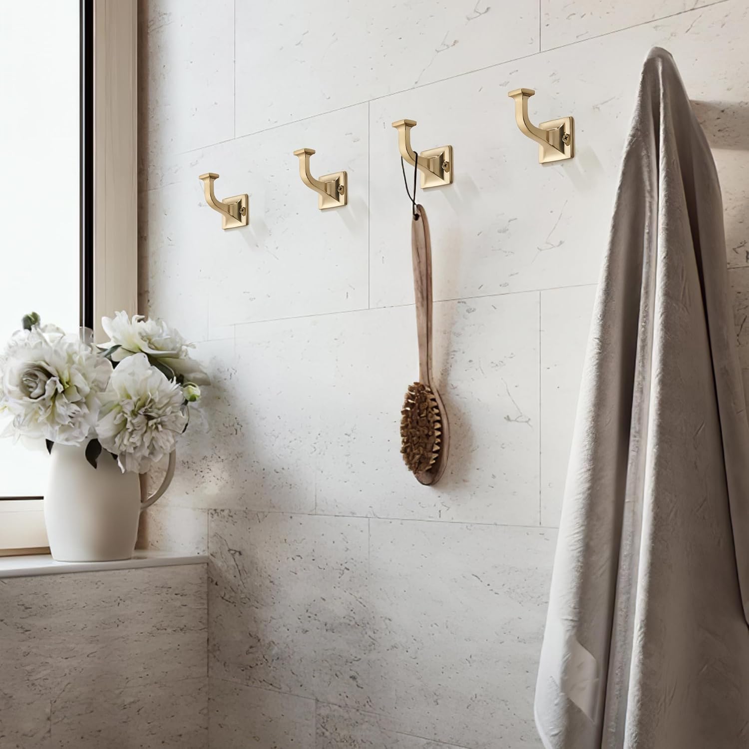 Coat Hooks / Robe Hooks Decorative Wall Hooks / Champagne Bronze / Set of 3
