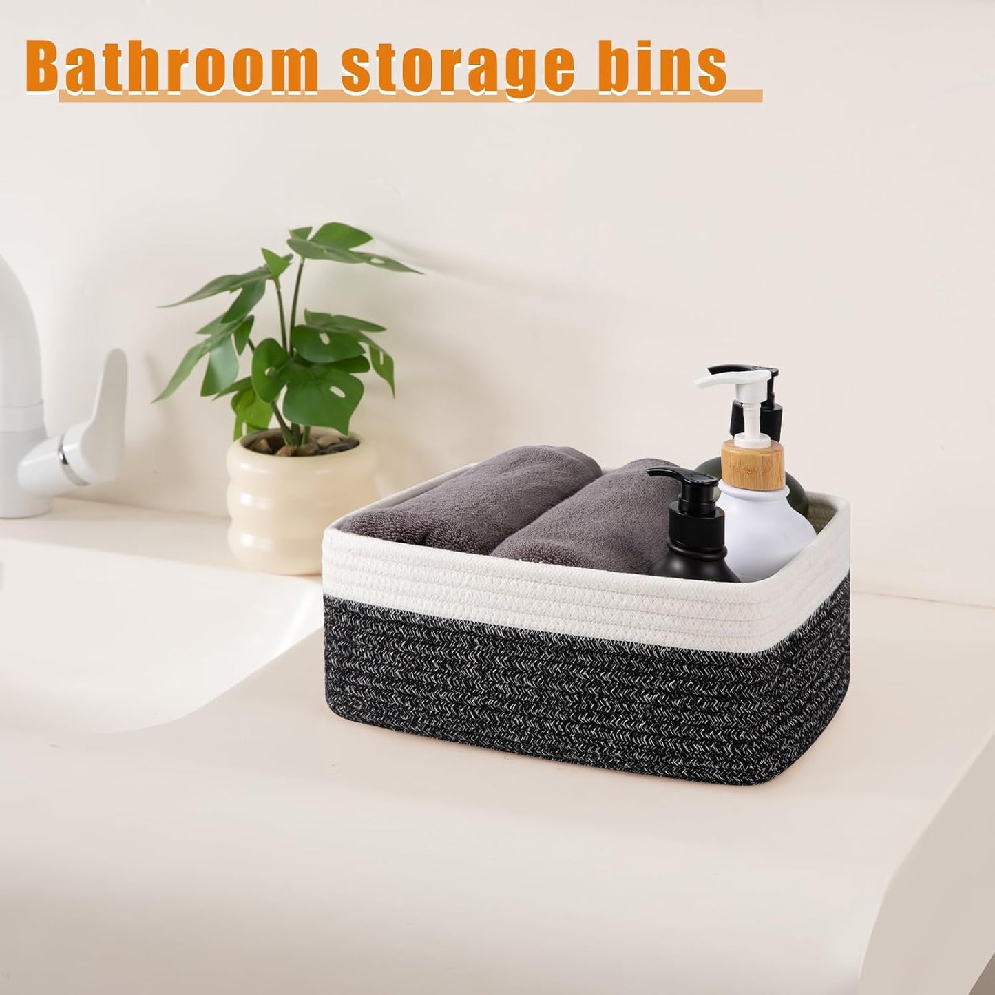 Small Bins / Organizer Baskets / Black/white / 11.8"*7.8"*4.7 / Set of 4