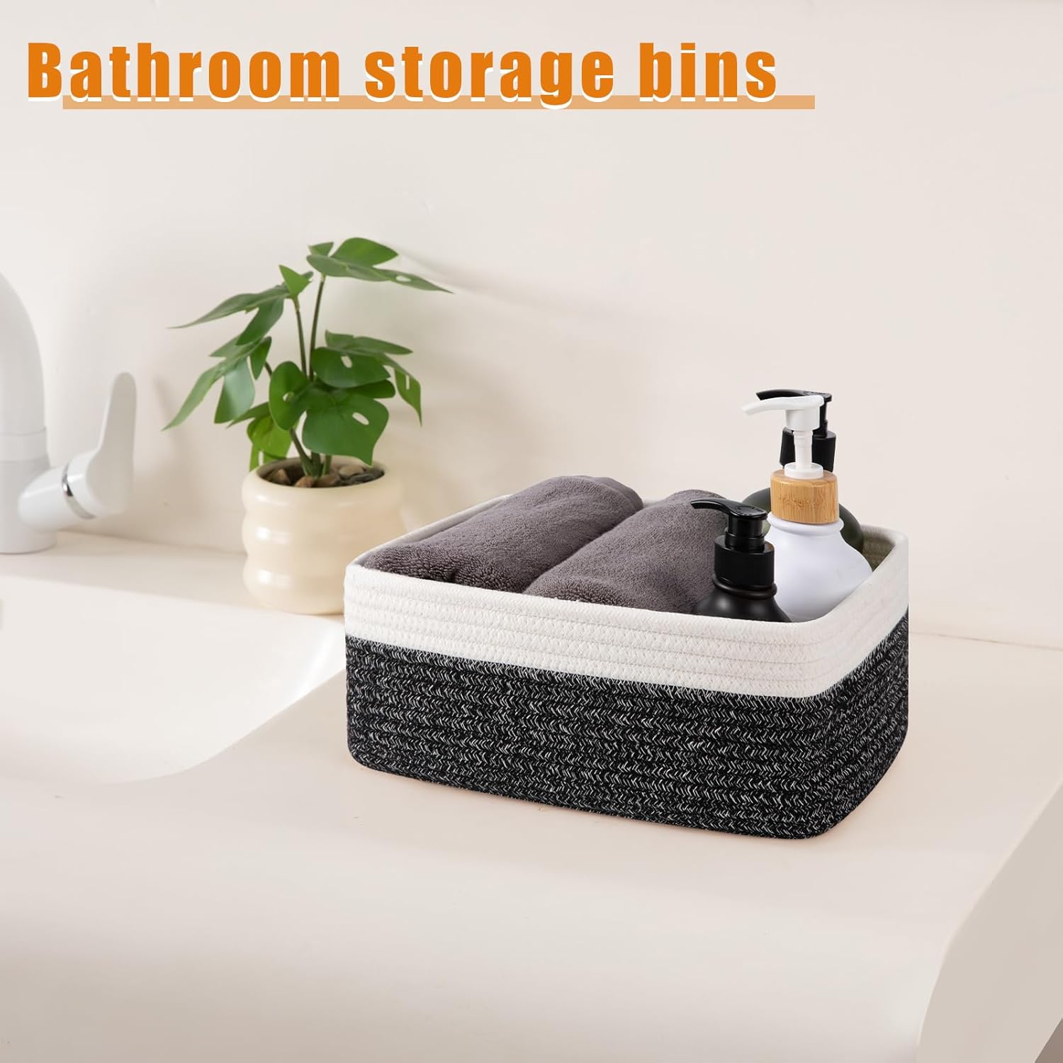 Small Bins / Organizer Baskets / Black/white / 11.8"*7.8"*4.7 / Set of 4
