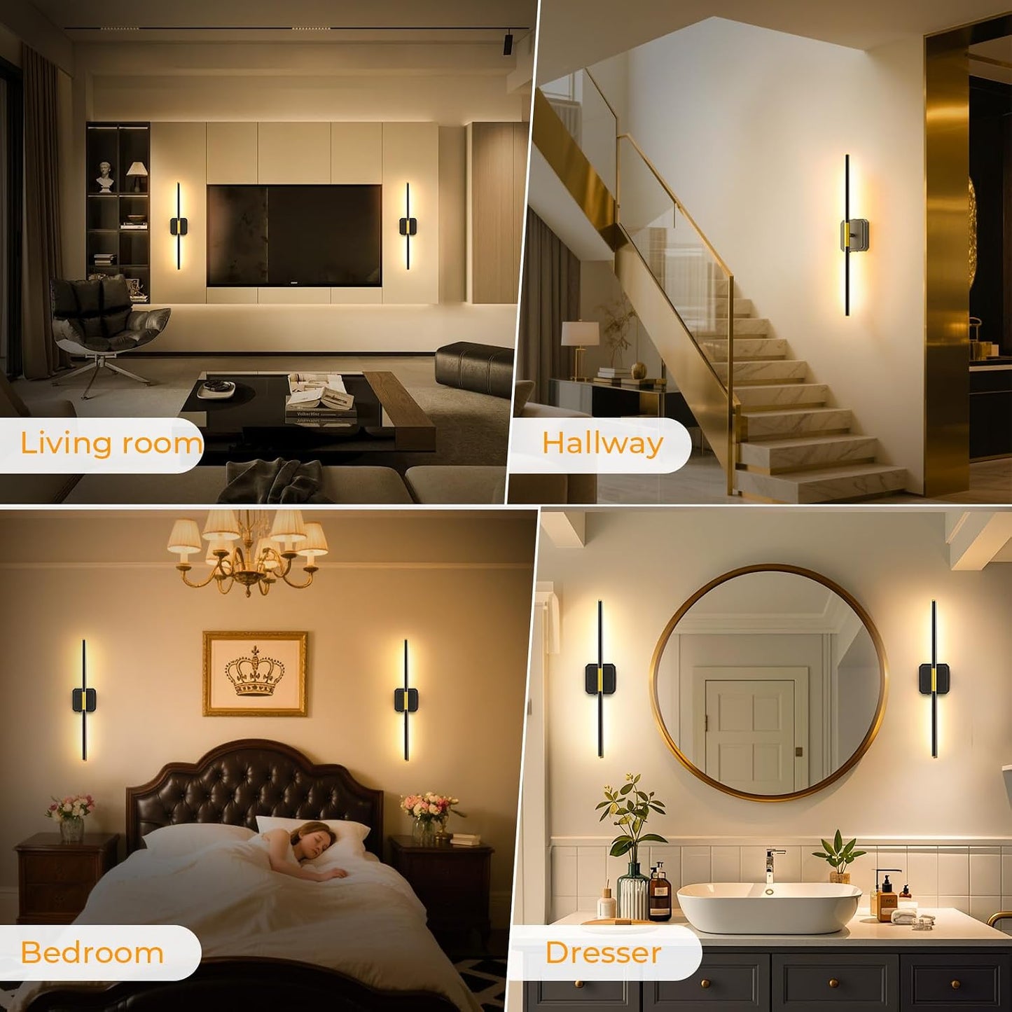 GvvooHome Battery Operated Wall Sconce Detachable 360°Rotate, Wireless Wall Lamp 3000-6500K Dimmable, 10000mAh