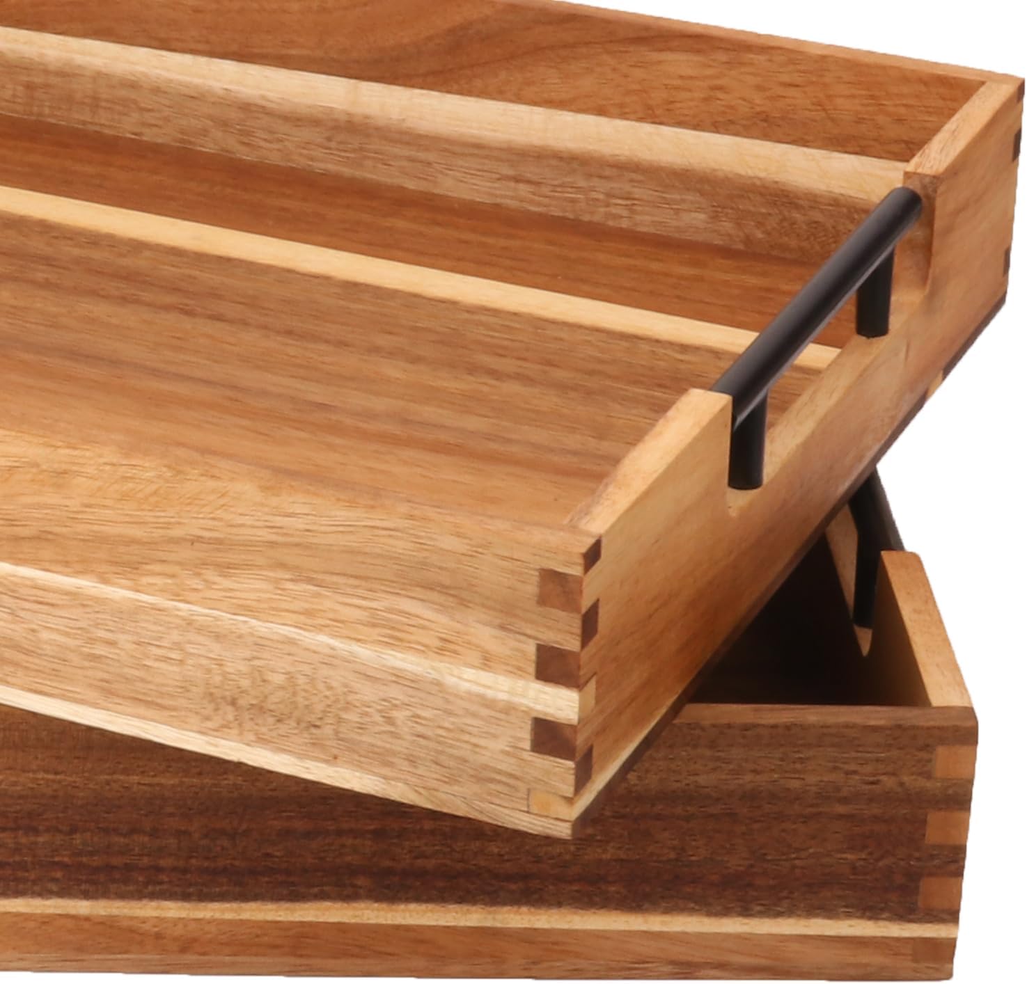 Acacia Wood Serving Tray / 13 x 17 / Black / Set of 2