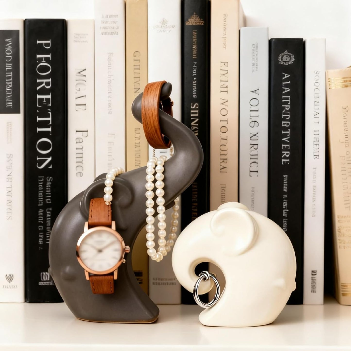 Ceramic Elephant Couple Statues