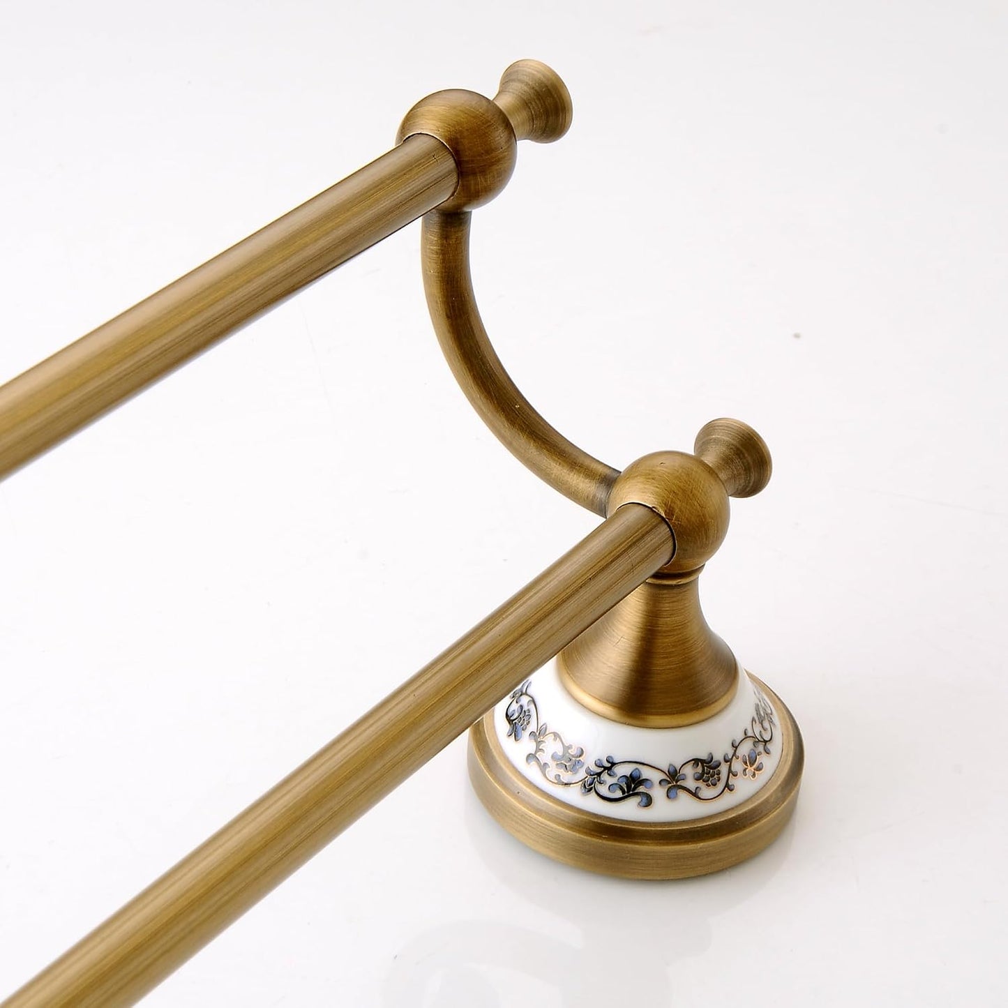 Antique Bronze Brass Double Towel Bar,Adjustable 15.5 to 27.5 Inch Bath Towel Bar Rack for Bathroom Towel Holder, Wall