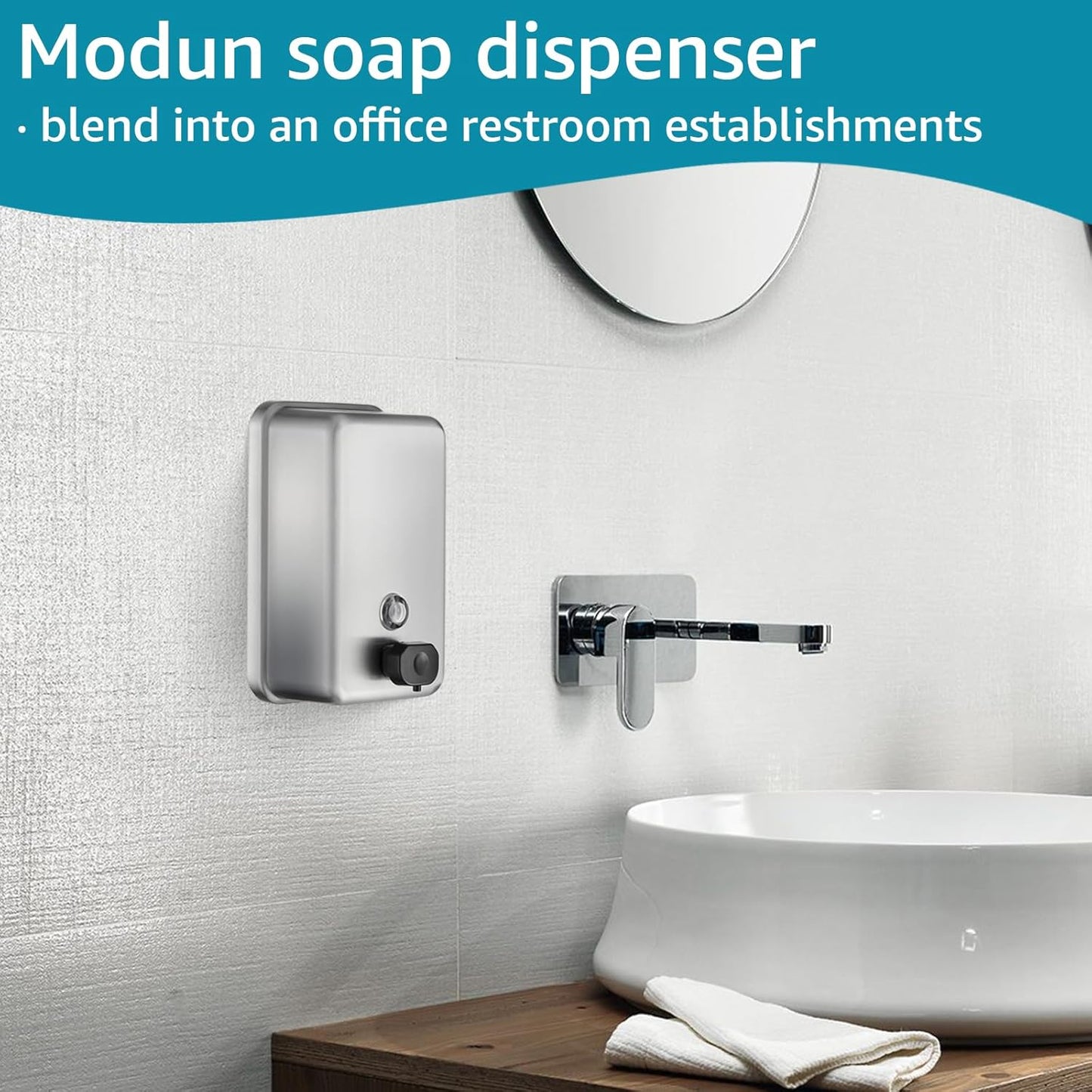Commercial Wall Mount Soap Dispenser - Stainless Steel Bathroom Hand Soap 38.8oz Liquid - Anti-Leak Pump and Large
