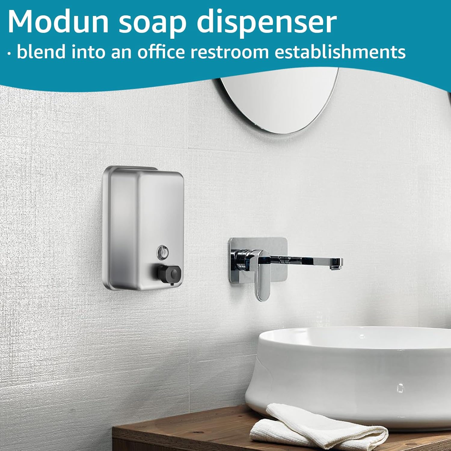 Commercial Wall Mount Soap Dispenser - Stainless Steel Bathroom Hand Soap 38.8oz Liquid - Anti-Leak Pump and Large