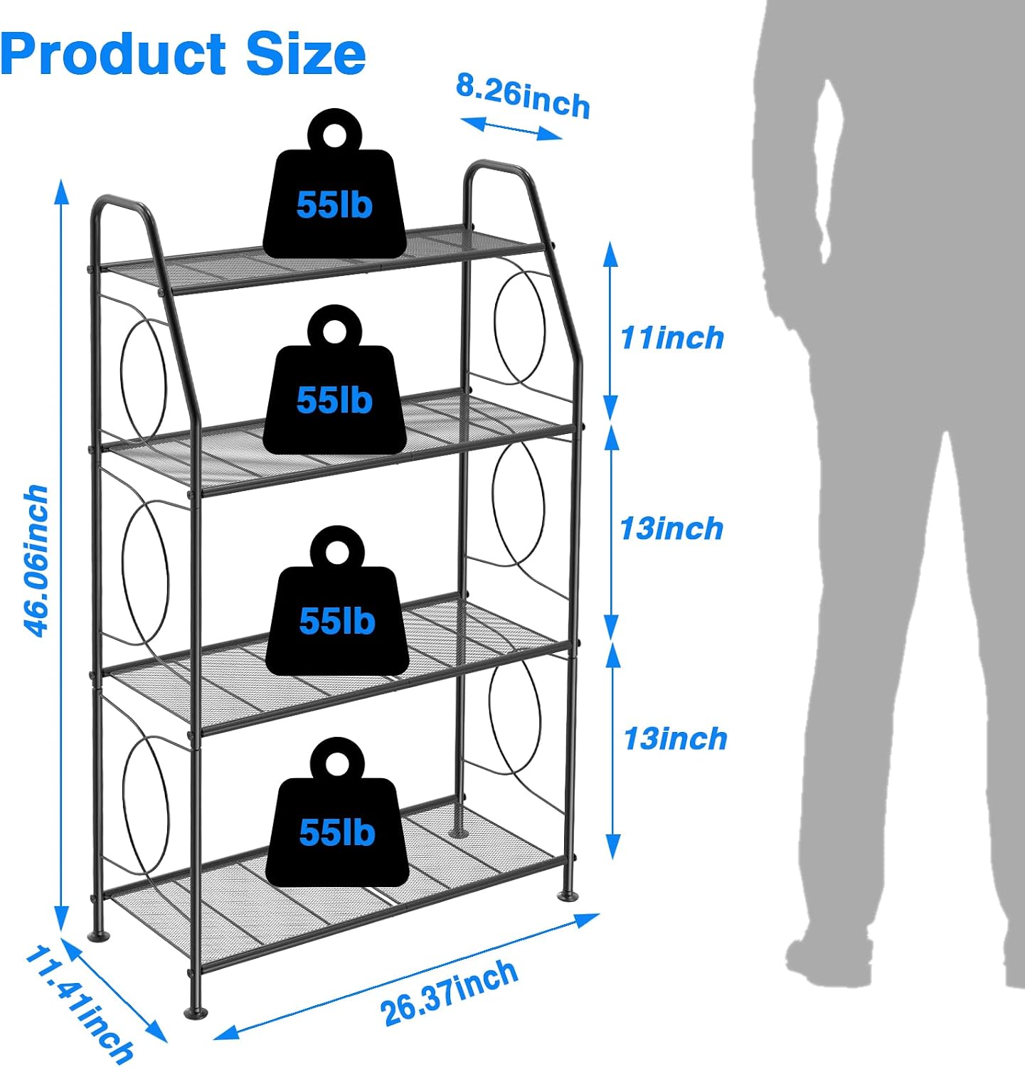 VyGrow Plant Stand, 4 Tier Plant Shelf for Indoor Outdoor, Heavy Duty Metal Tall Plant Stands Holder Rack for Living