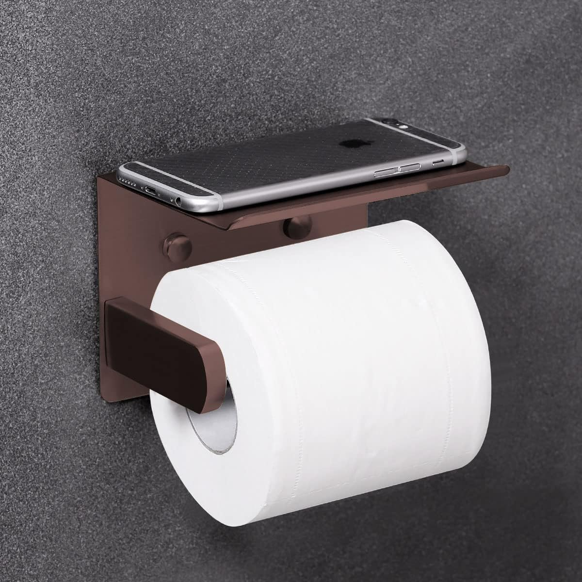 VAEHOLD Self Adhesive Toilet Paper Holder with Phone Shelf Stainless Steel Wall Mounted Toilet Paper Roll Holder