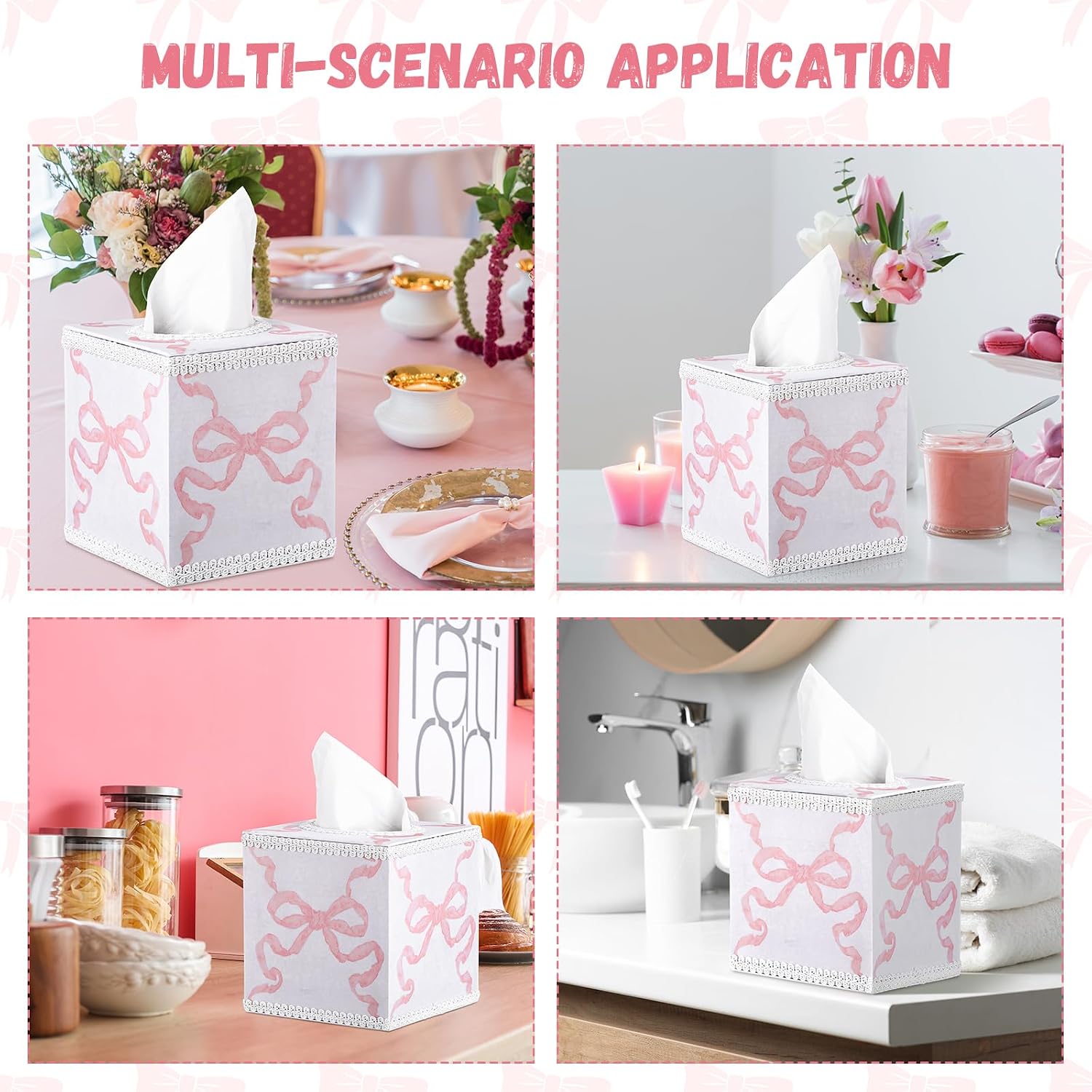 Magnetic Closure Square Cube Box Holder / Pink