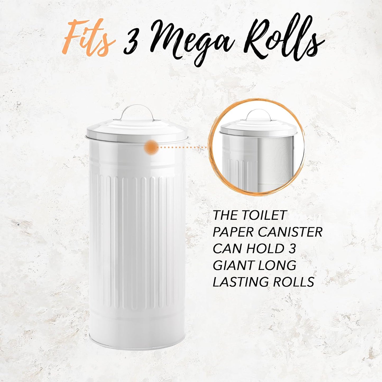 Autumn Alley White Toilet Paper Holder Canister with Lid – Vertical Rustproof Free-Standing Farmhouse Metal Toilet