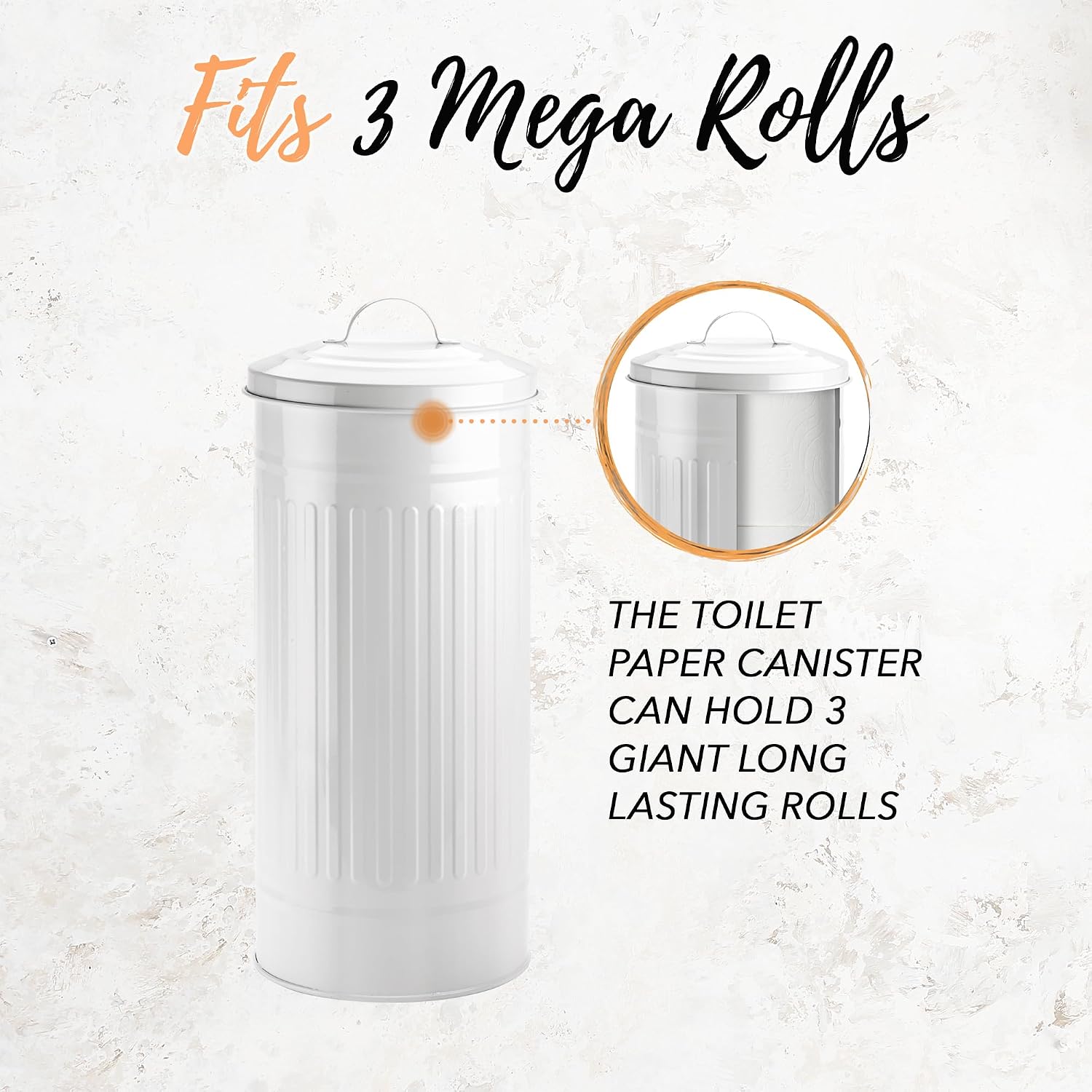 Autumn Alley White Toilet Paper Holder Canister with Lid – Vertical Rustproof Free-Standing Farmhouse Metal Toilet