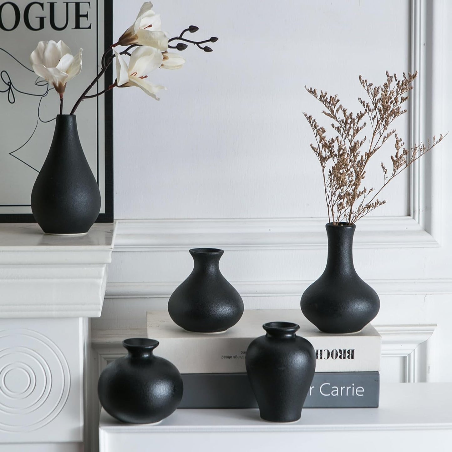 Ceramic Bud Vase / Black / Set of 5