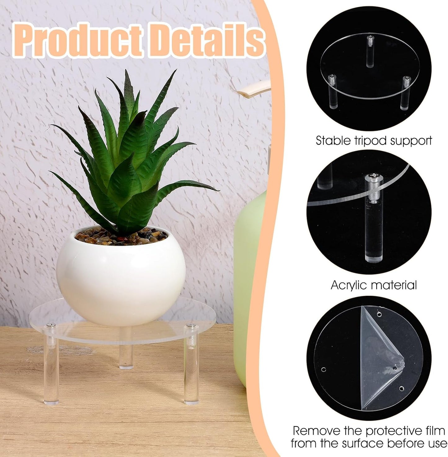 Round Acrylic Risers Display Stands Small Round Acrylic Display Riser / Clear / 5 Inch / Set of 9