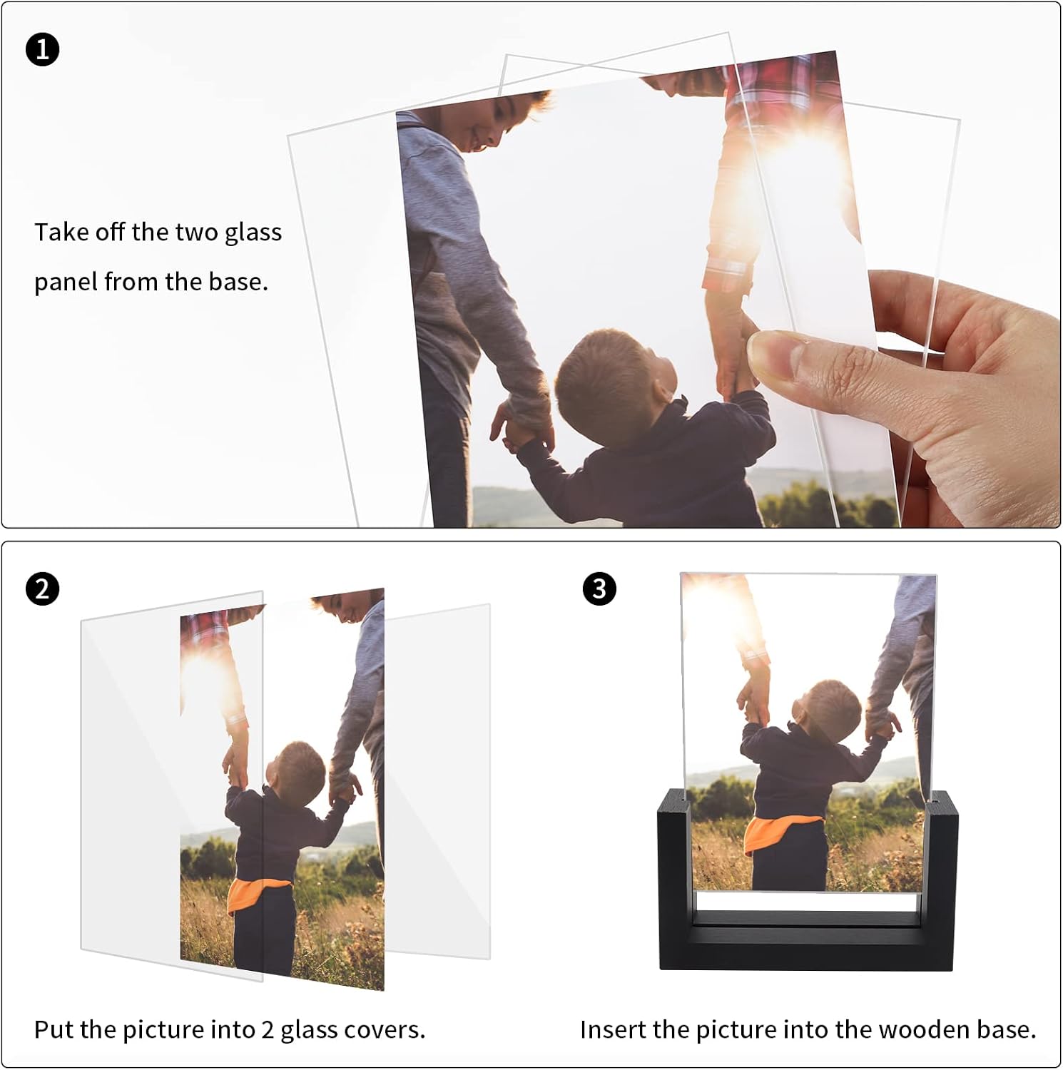 Rustic Wooden Photo Frames / Black / 5 x 7 / Set of 2