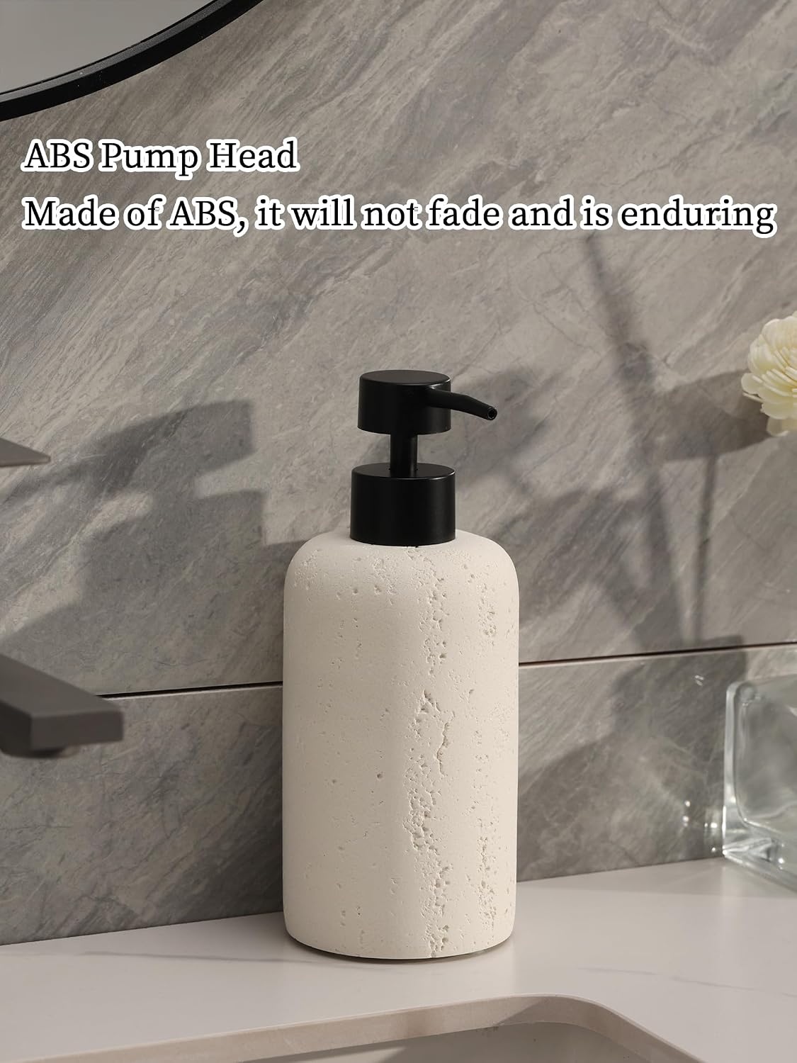 2 PCS Hand Soap Dispenser Set, 13.53 OZ, Cream, Faux Travertine | Luxurious,Dish Soap,Lotion,Shampoo and Conditioner